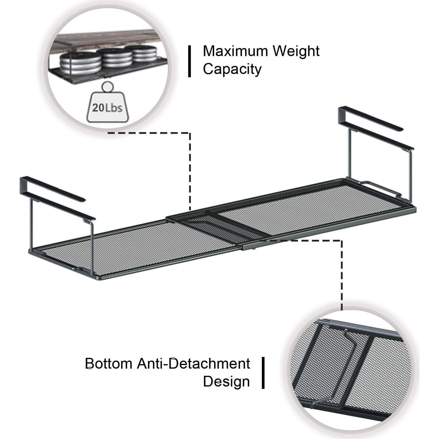 Organizador Bajo Estante FUCIHOMA Negro Expandible 38-70 cm