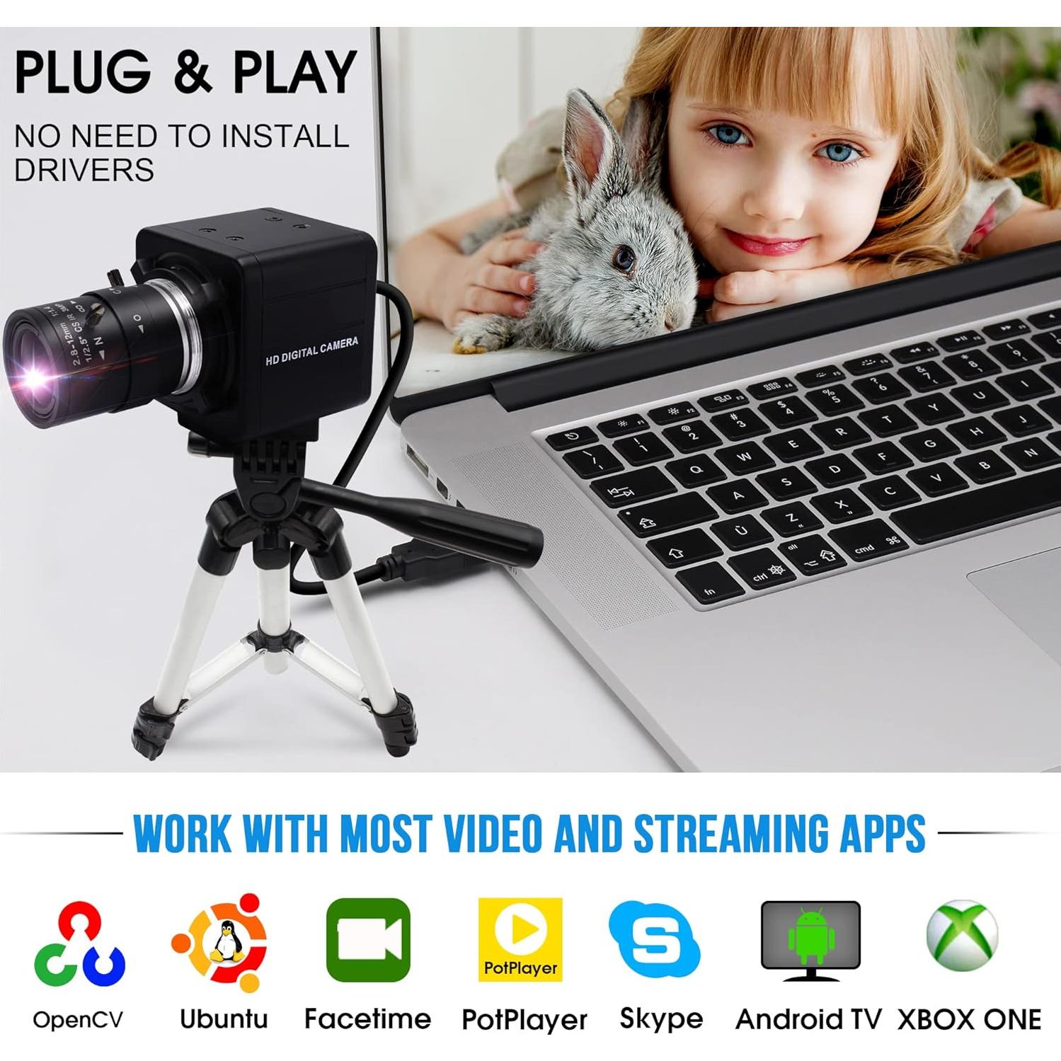 Cámara USB 1080P IFWATER 260fps Lente Zoom 2.8-12mm