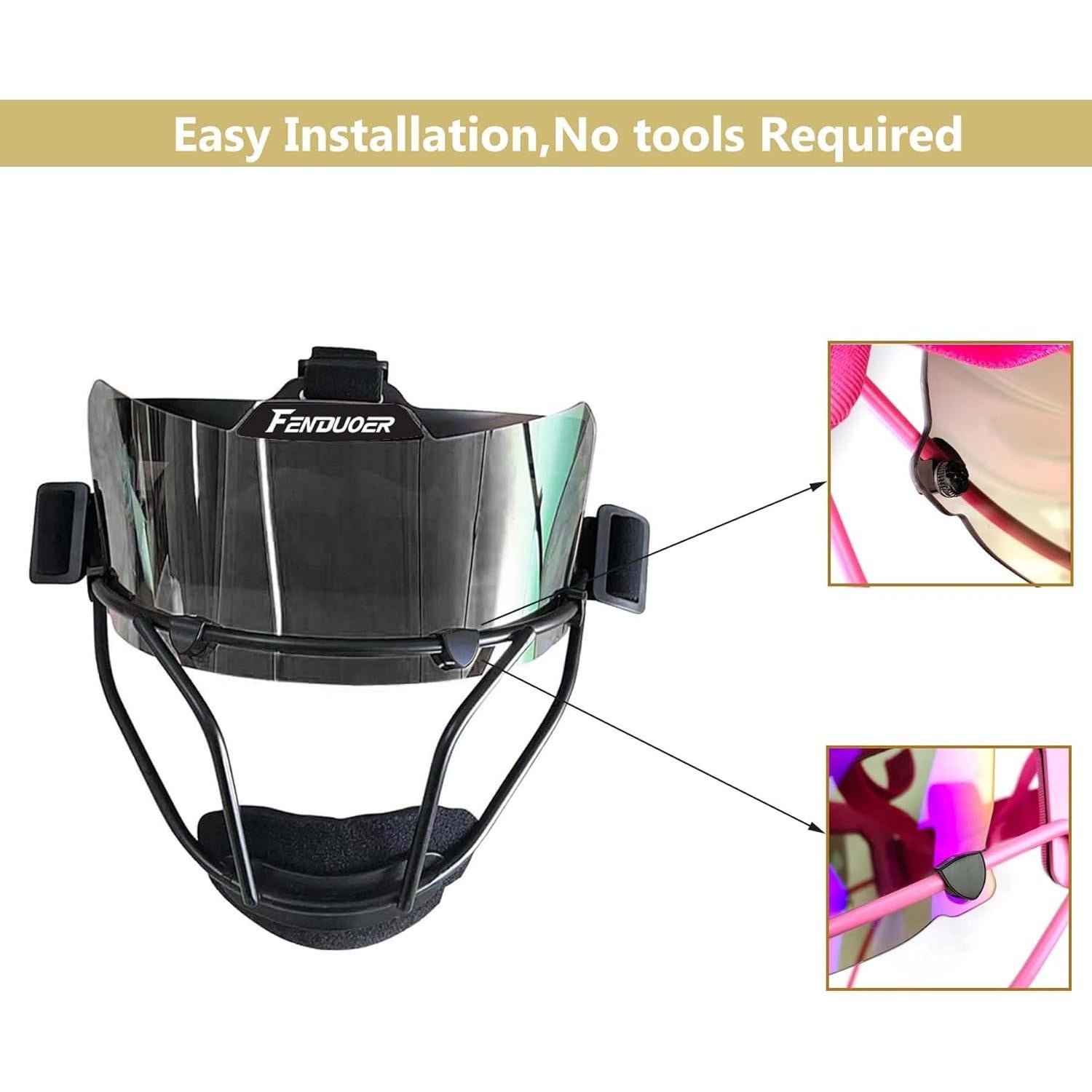 Visera de Softball Fenduoer SV-Negro con Clips y Protección UV
