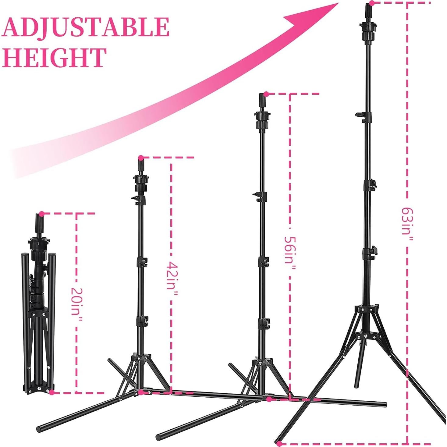 Soporte de Peluca con Trípode 1.6M y Cabeza de Lienzo 55.88cm