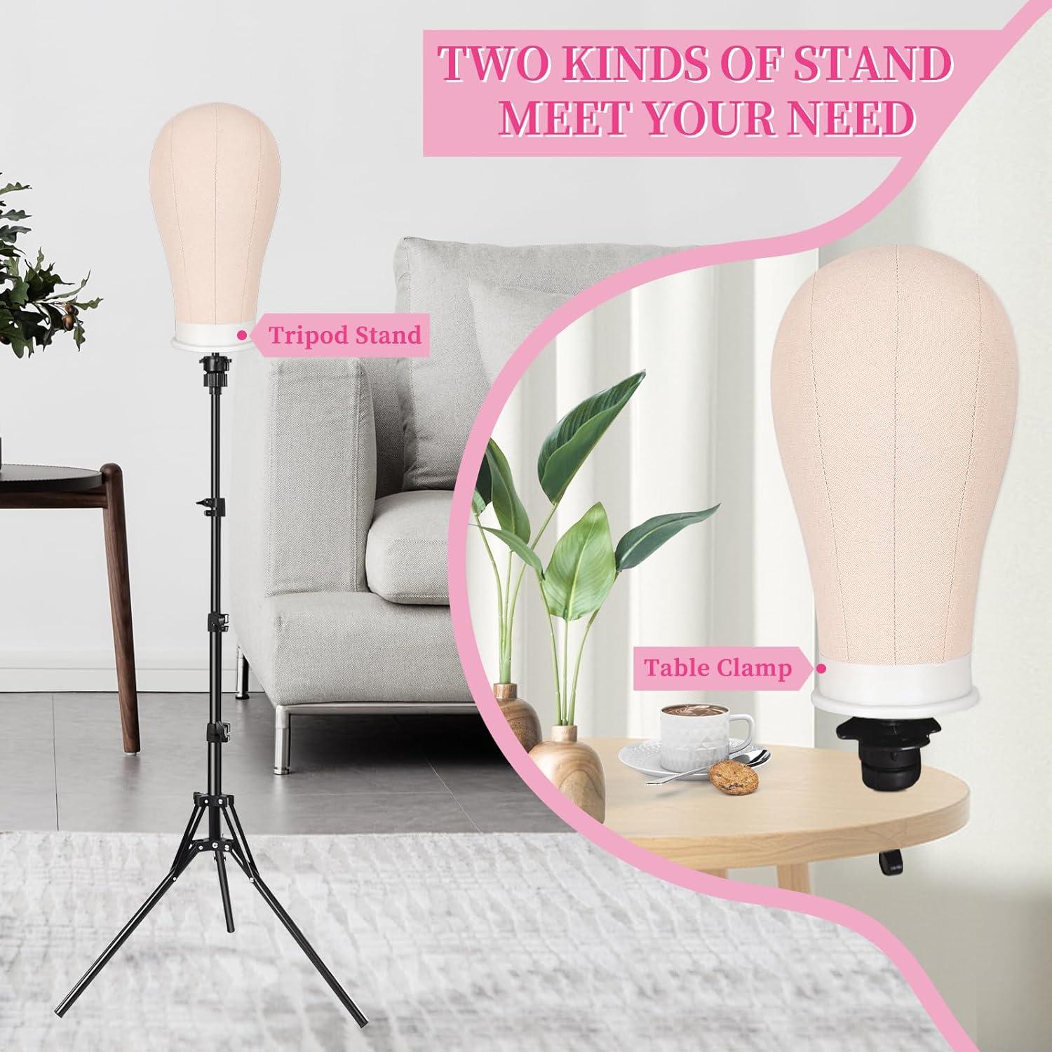 Soporte de Peluca con Trípode 1.6M y Cabeza de Lienzo 55.88cm