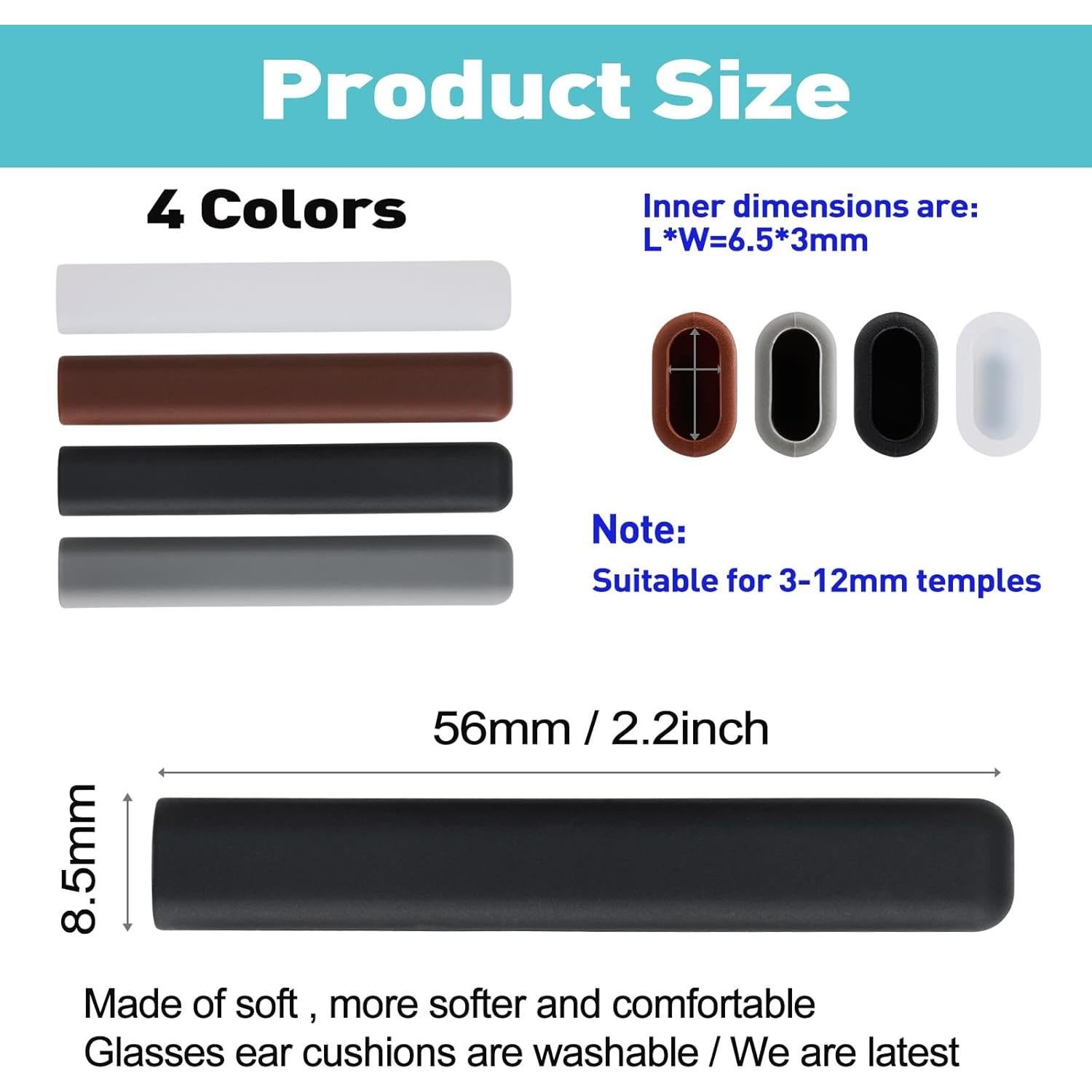 Cojines de Oído Antideslizantes Fusanwin para Gafas - 3 Pares