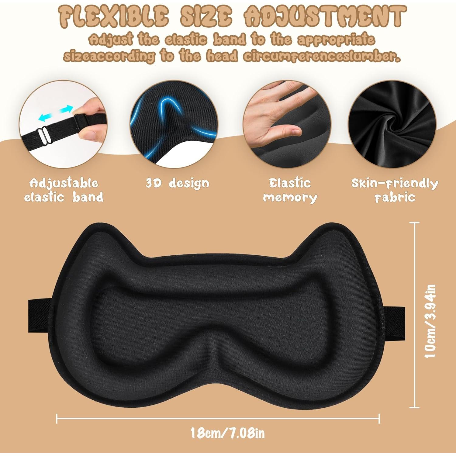 Máscara de Sueño 3D para Niños Pyopbow - Antifaz Ajustable Negro