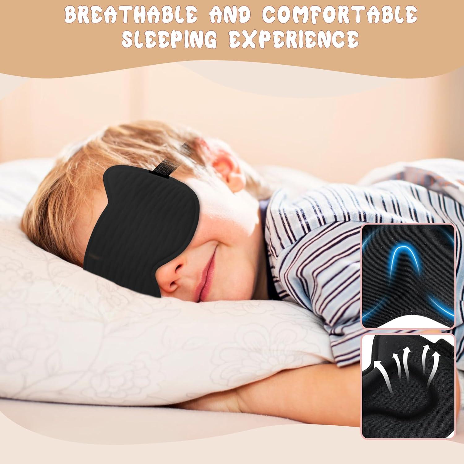 Máscara de Sueño 3D para Niños Pyopbow - Antifaz Ajustable Negro