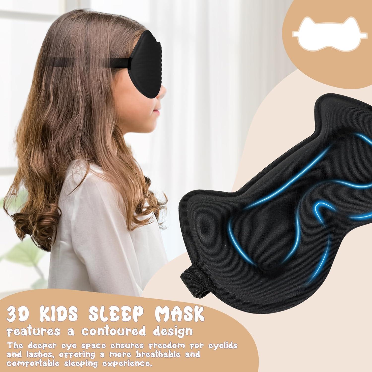 Máscara de Sueño 3D para Niños Pyopbow - Antifaz Ajustable Negro