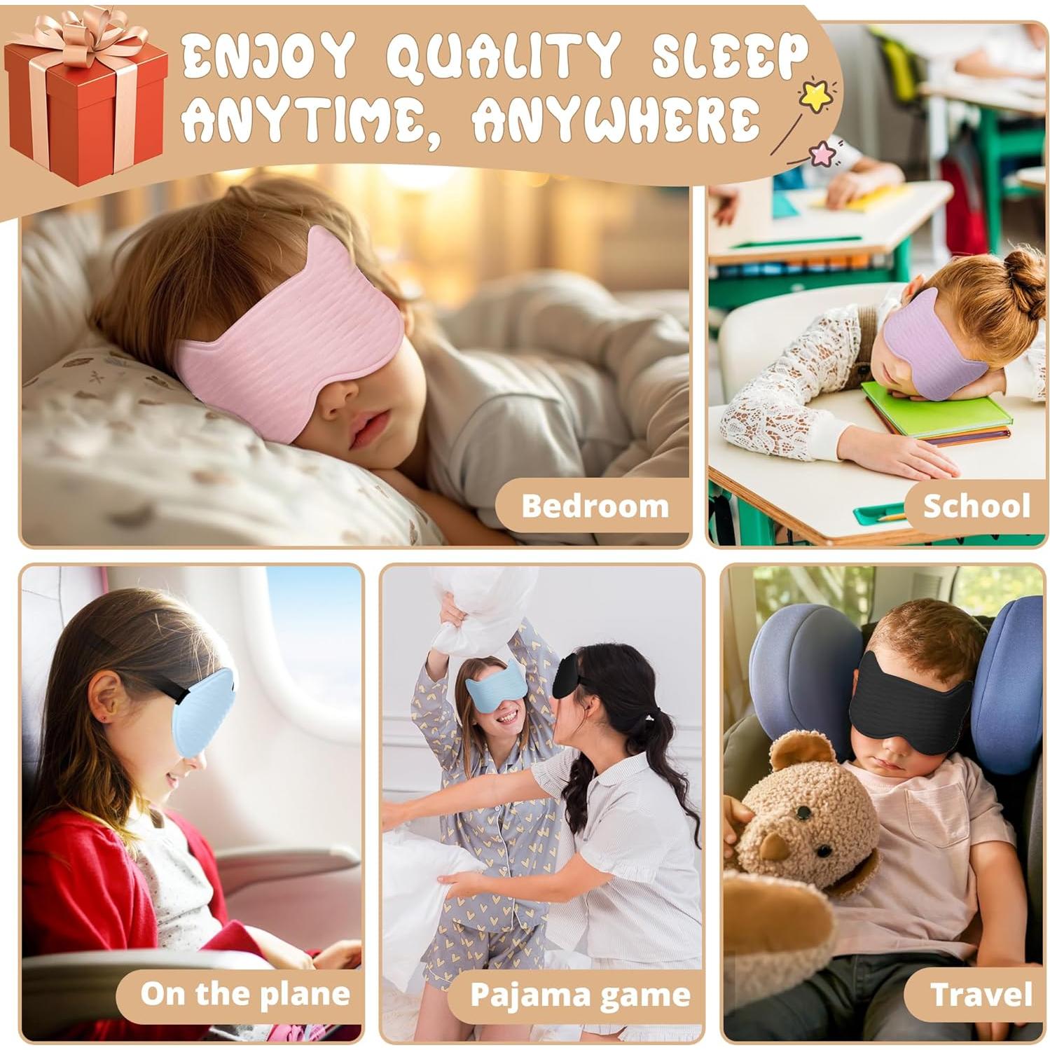 Máscara de Sueño 3D para Niños Pyopbow - Antifaz Ajustable Negro