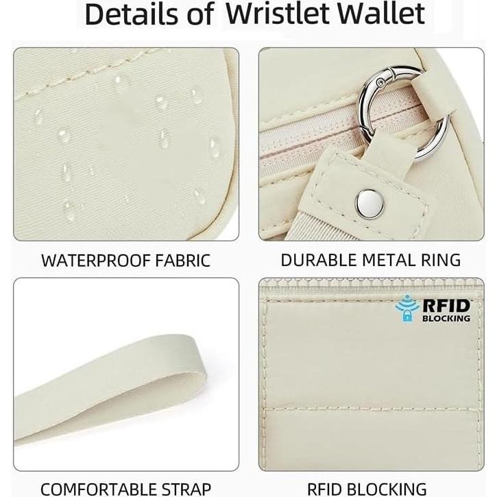 Cartera de Muñeca DOB SECHS Beige con Bloqueo RFID 17x3.5x11.5 cm