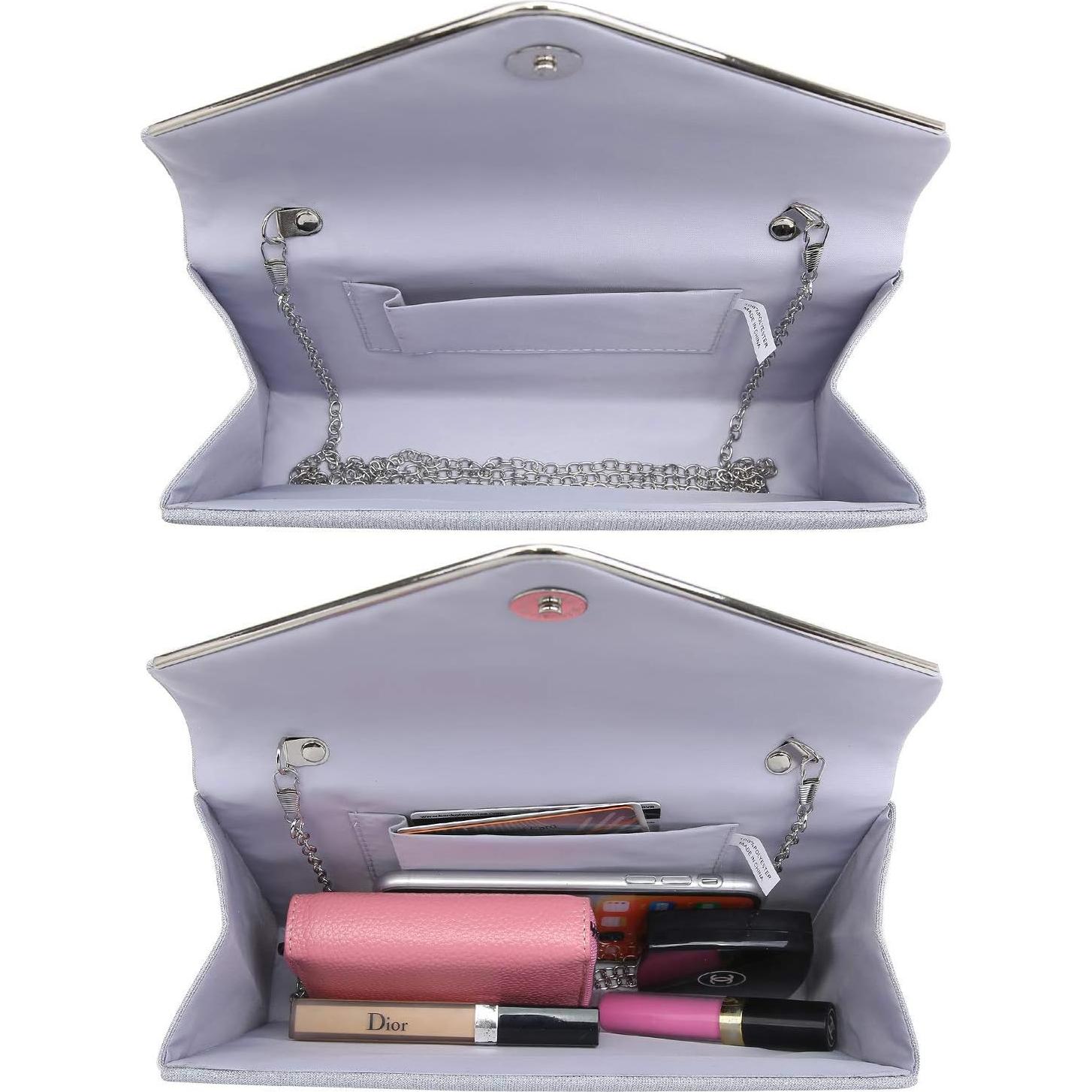 Clutch Brillante Dasein para Mujeres Plata 21.6x12.7cm