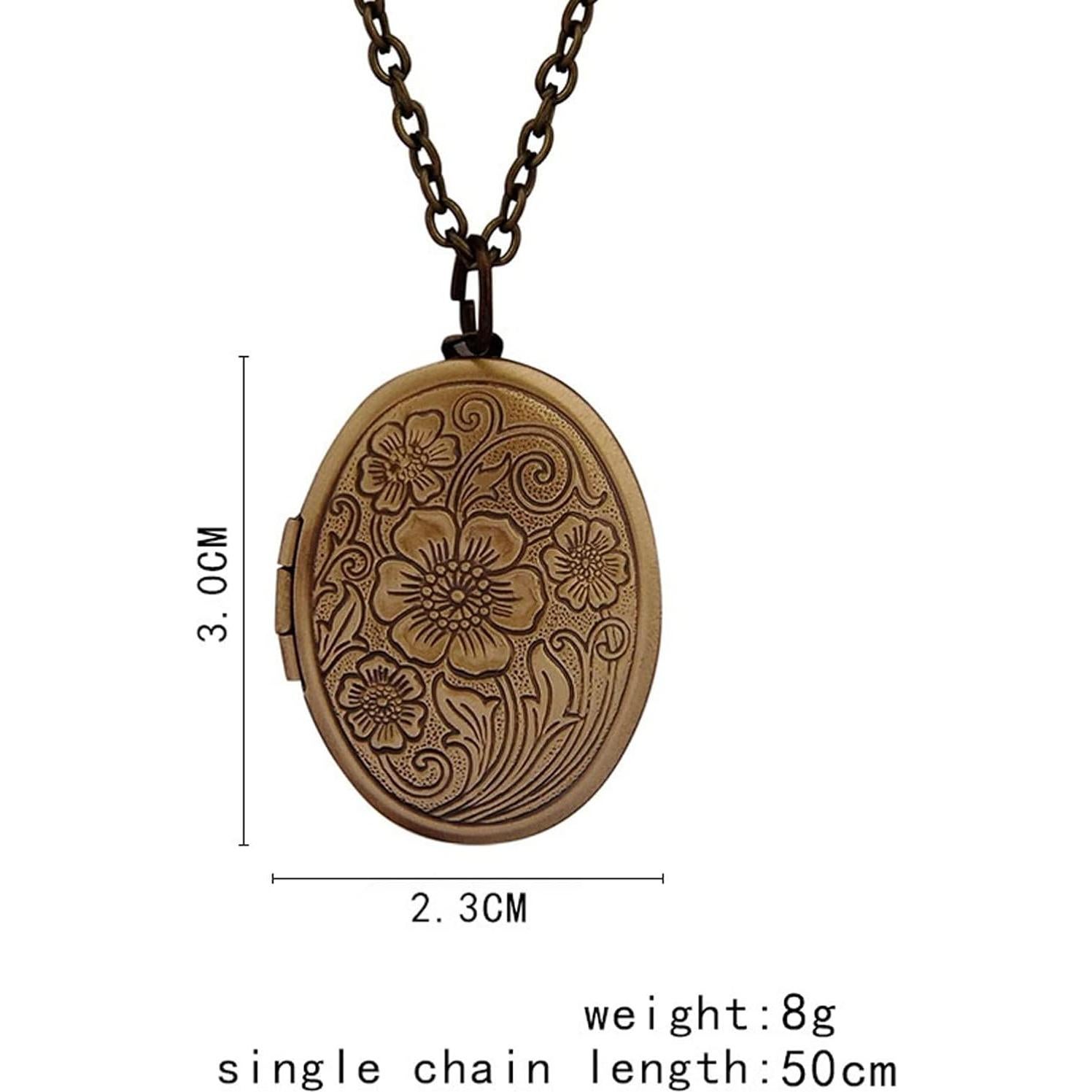Collar Medallón Vintage Flores Grabadas 50cm para Fotos