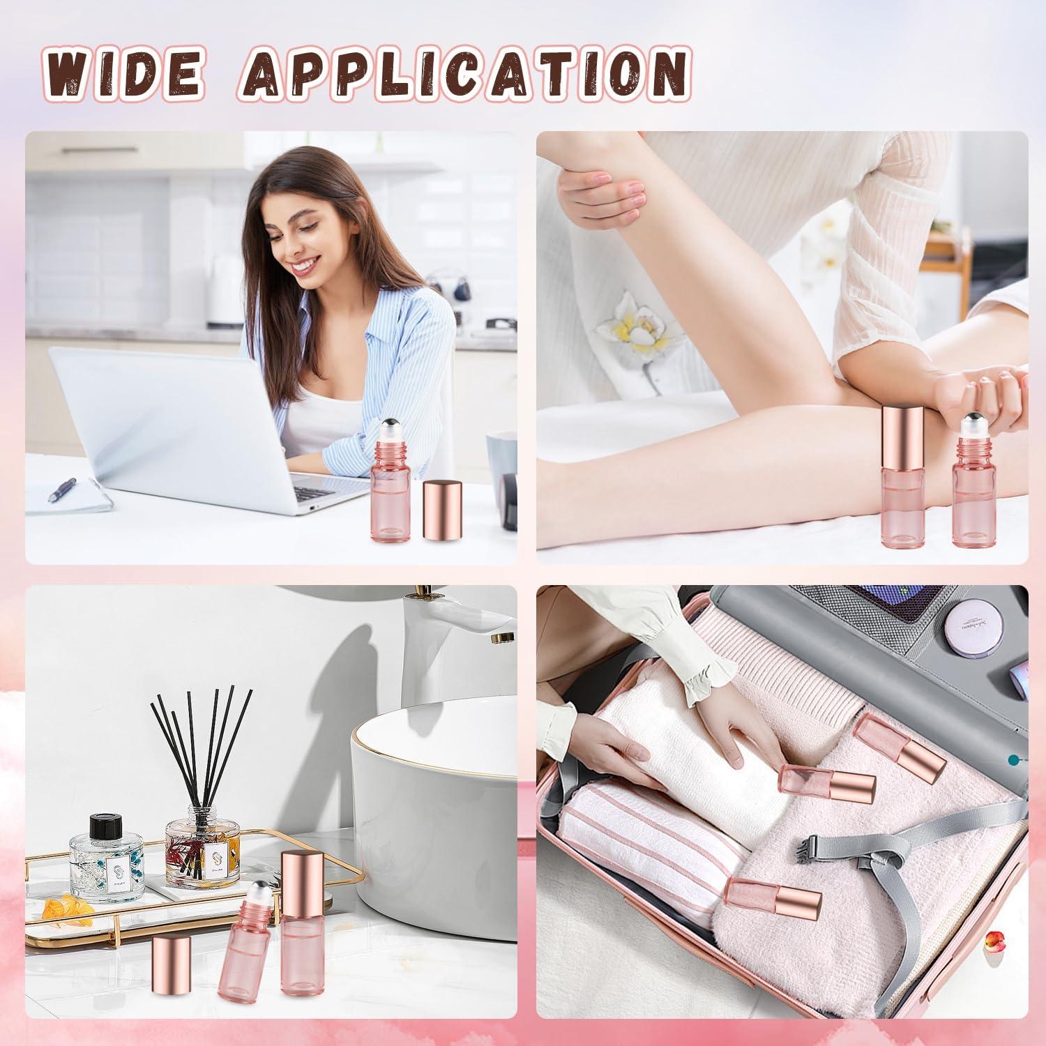 25 Botellas de Vidrio 5ml con Rodillo Mirrline Rosa