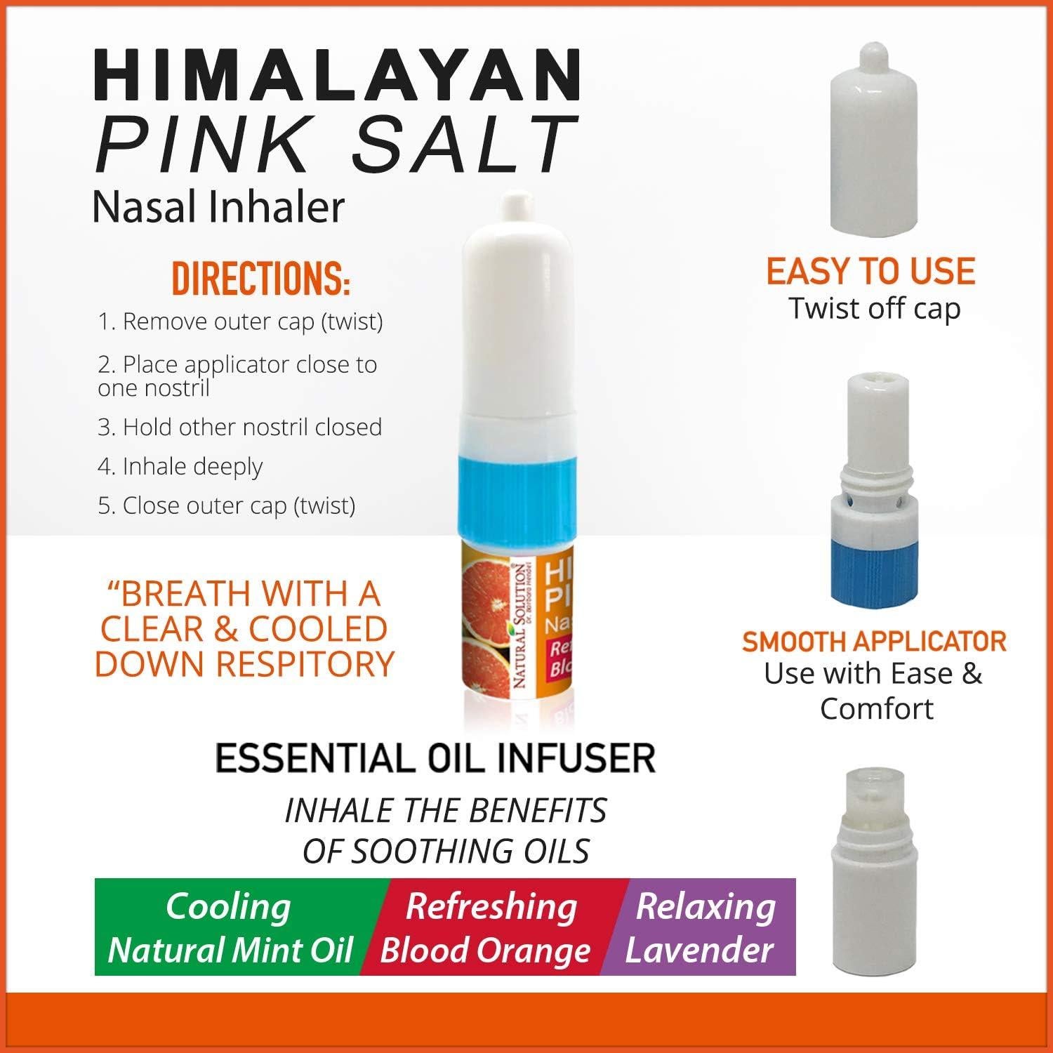 Inhalador Nasal de Sal Rosa WBM con Aceite Esencial Naranja Sanguina - 2 Unidades