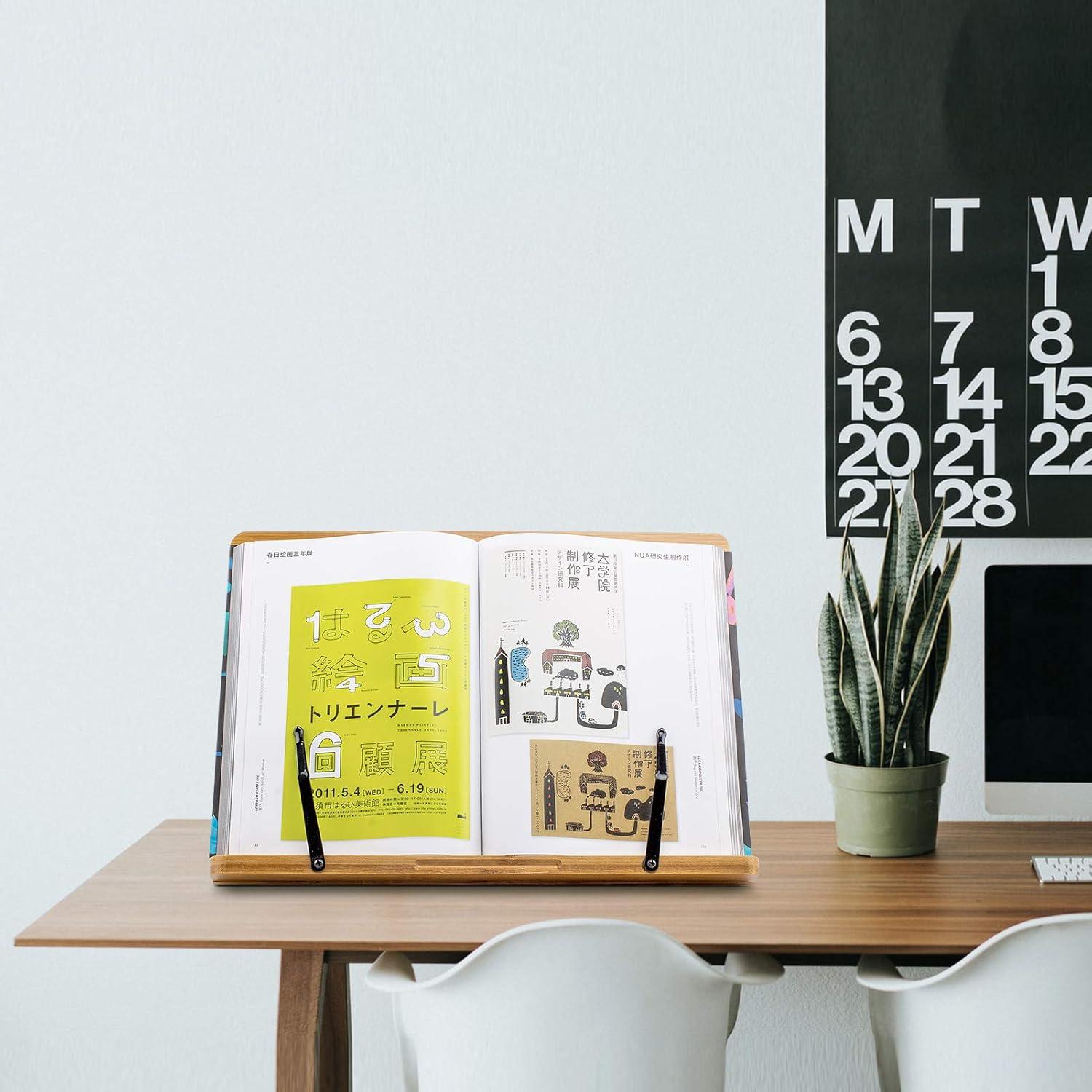 Soporte de Libro Grande Goldwish de Bambú 28x20 cm Ajustable