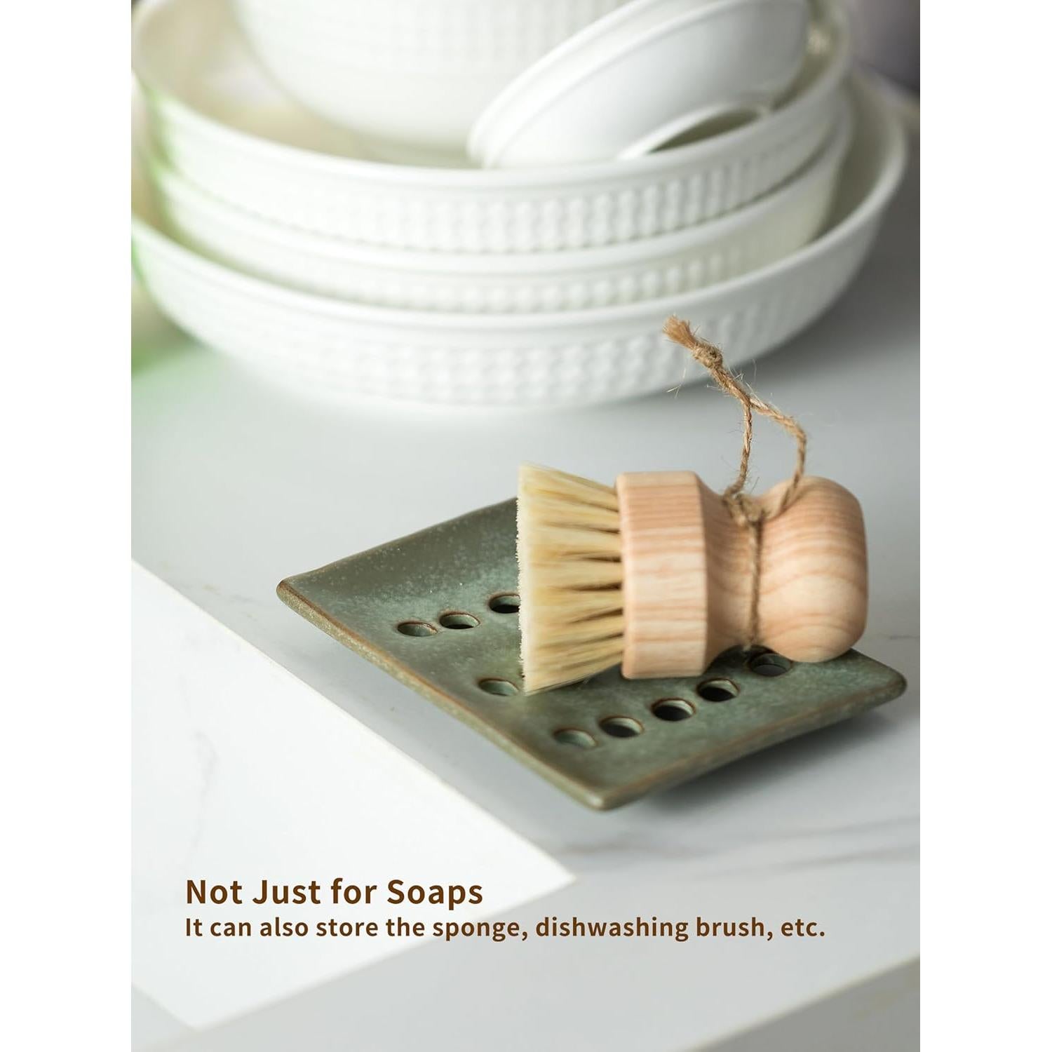 Plato de Jabón Cerámica Cormomu Verde 12.7x9.7cm Drenaje