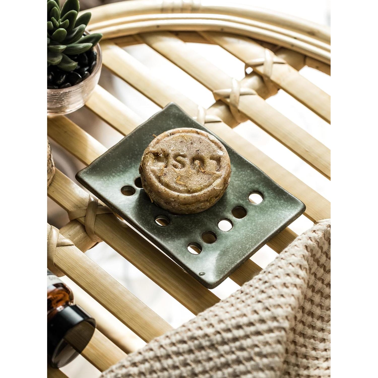 Plato de Jabón Cerámica Cormomu Verde 12.7x9.7cm Drenaje