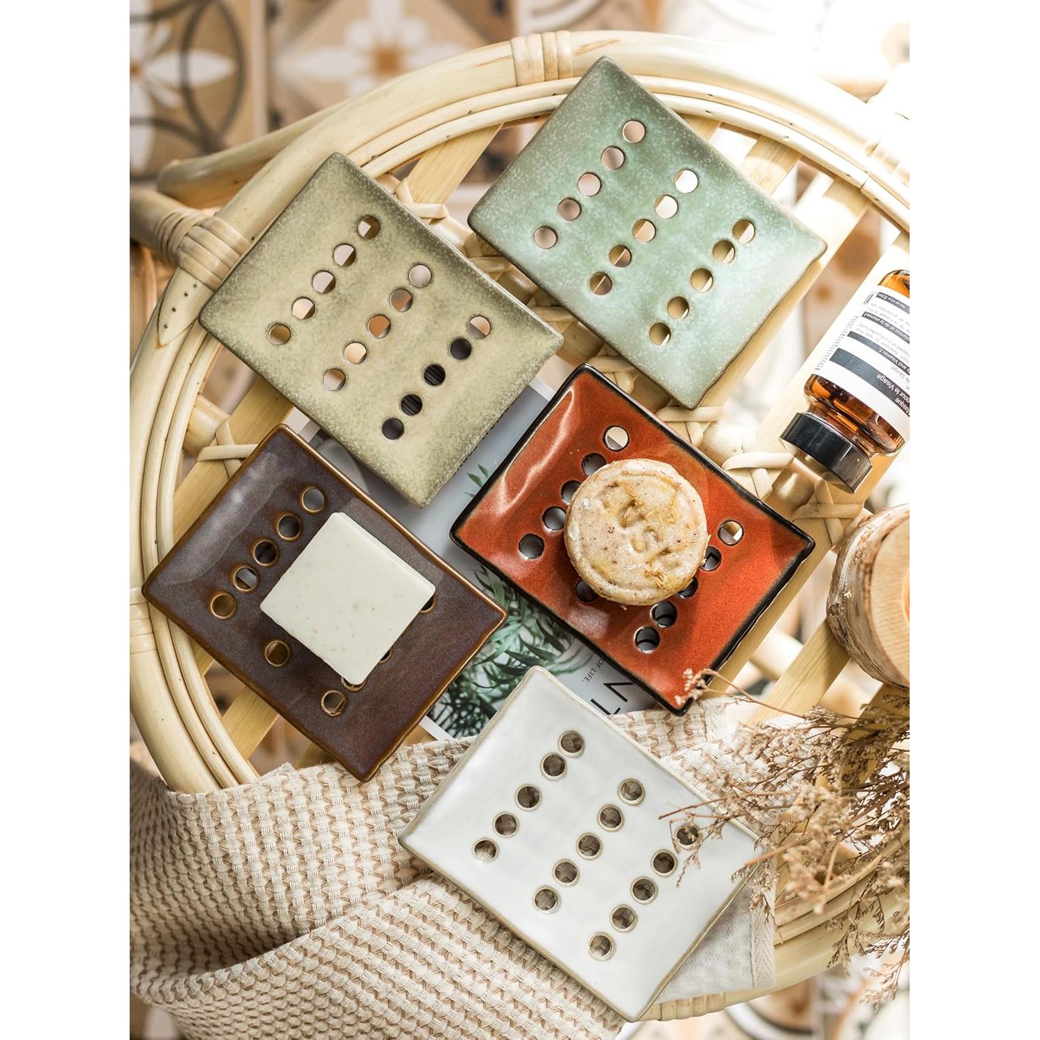 Plato de Jabón Cerámica Cormomu Verde 12.7x9.7cm Drenaje