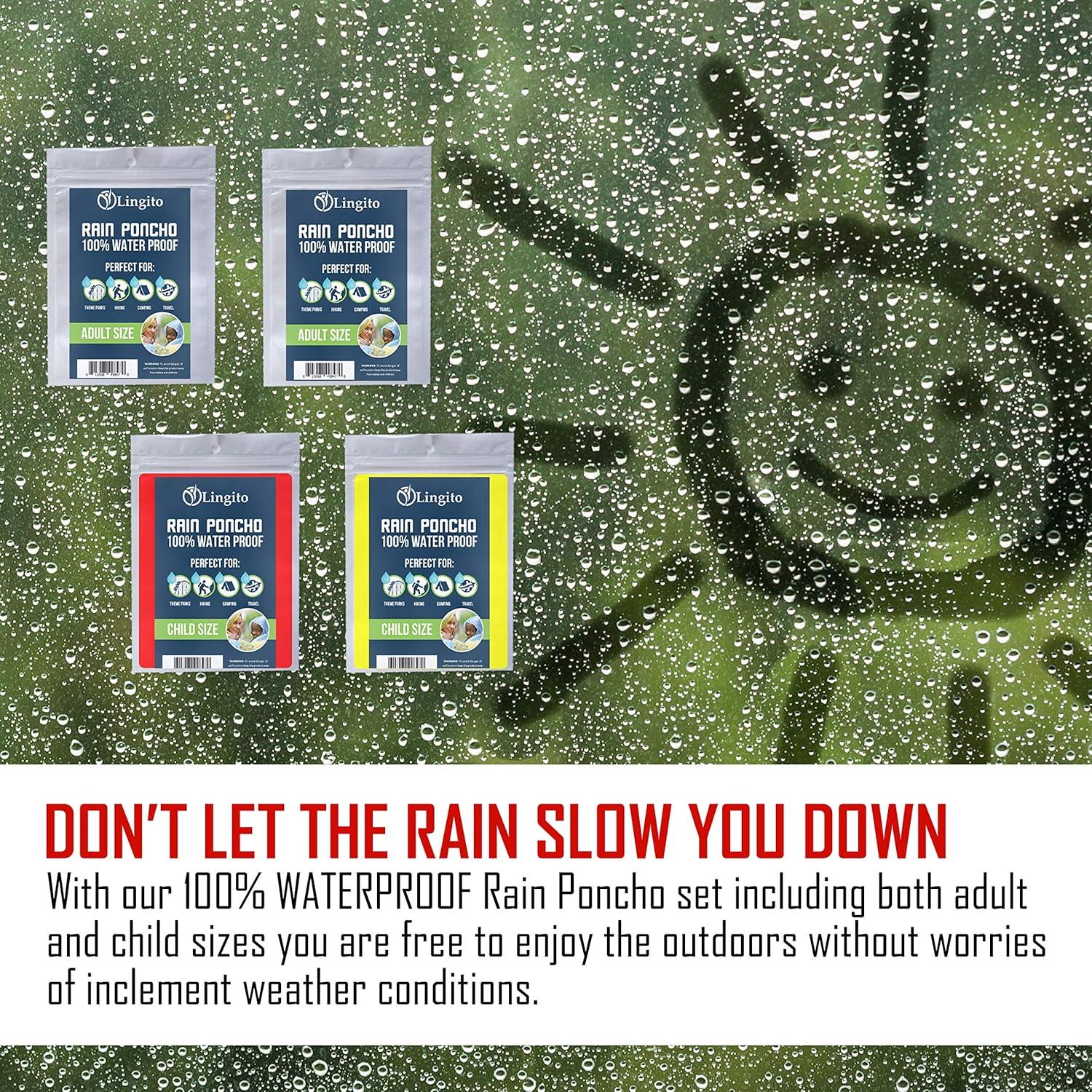 Ponchos de Lluvia Lingito - Paquete Familiar 4 Piezas Reutilizables