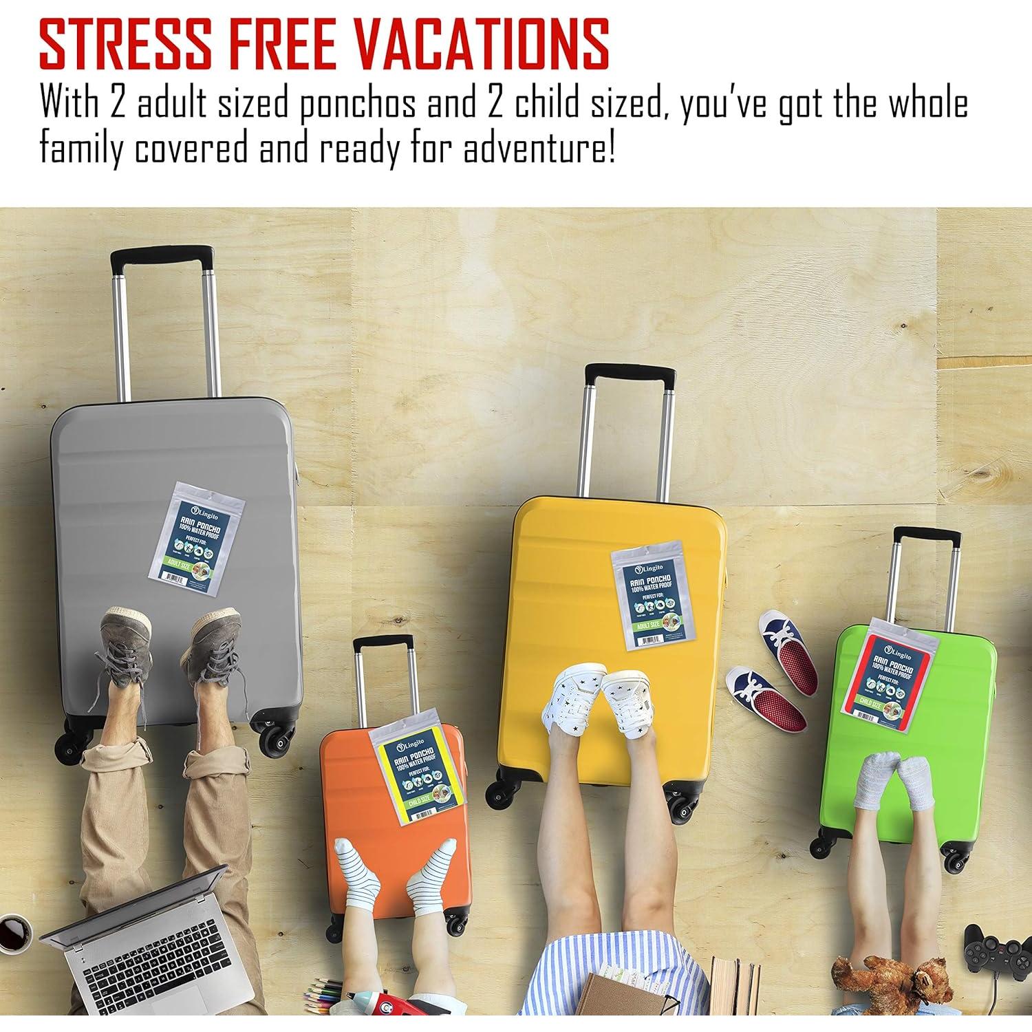 Ponchos de Lluvia Lingito - Paquete Familiar 4 Piezas Reutilizables