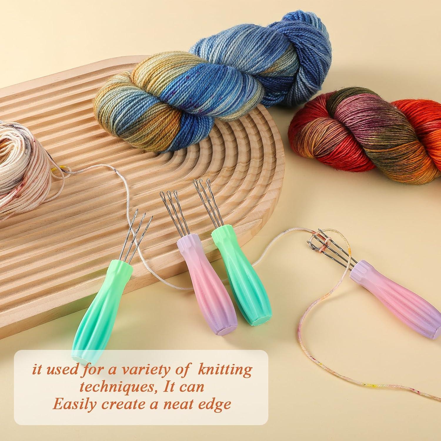 RSRIHE 3 Latch Hook Cord Knitting Tool, Cordy Icord Maker Tool, Crochet Tool for Binding-Off or Edging on Knitting Projects,Crochet Hook with Latch-Hook,Efficient Knitting Hook Weaving Tool (Purple)