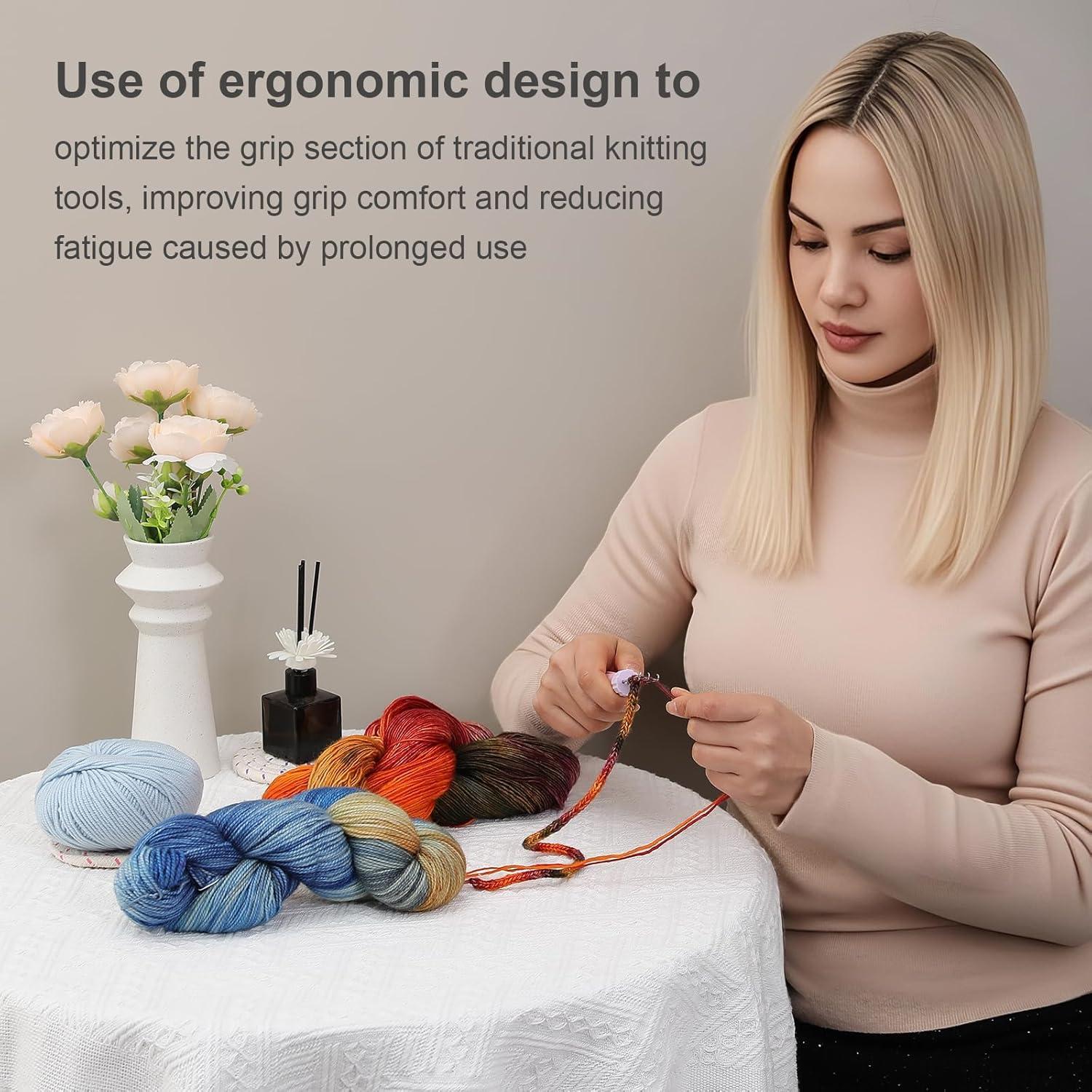 RSRIHE 3 Latch Hook Cord Knitting Tool, Cordy Icord Maker Tool, Crochet Tool for Binding-Off or Edging on Knitting Projects,Crochet Hook with Latch-Hook,Efficient Knitting Hook Weaving Tool (Purple)