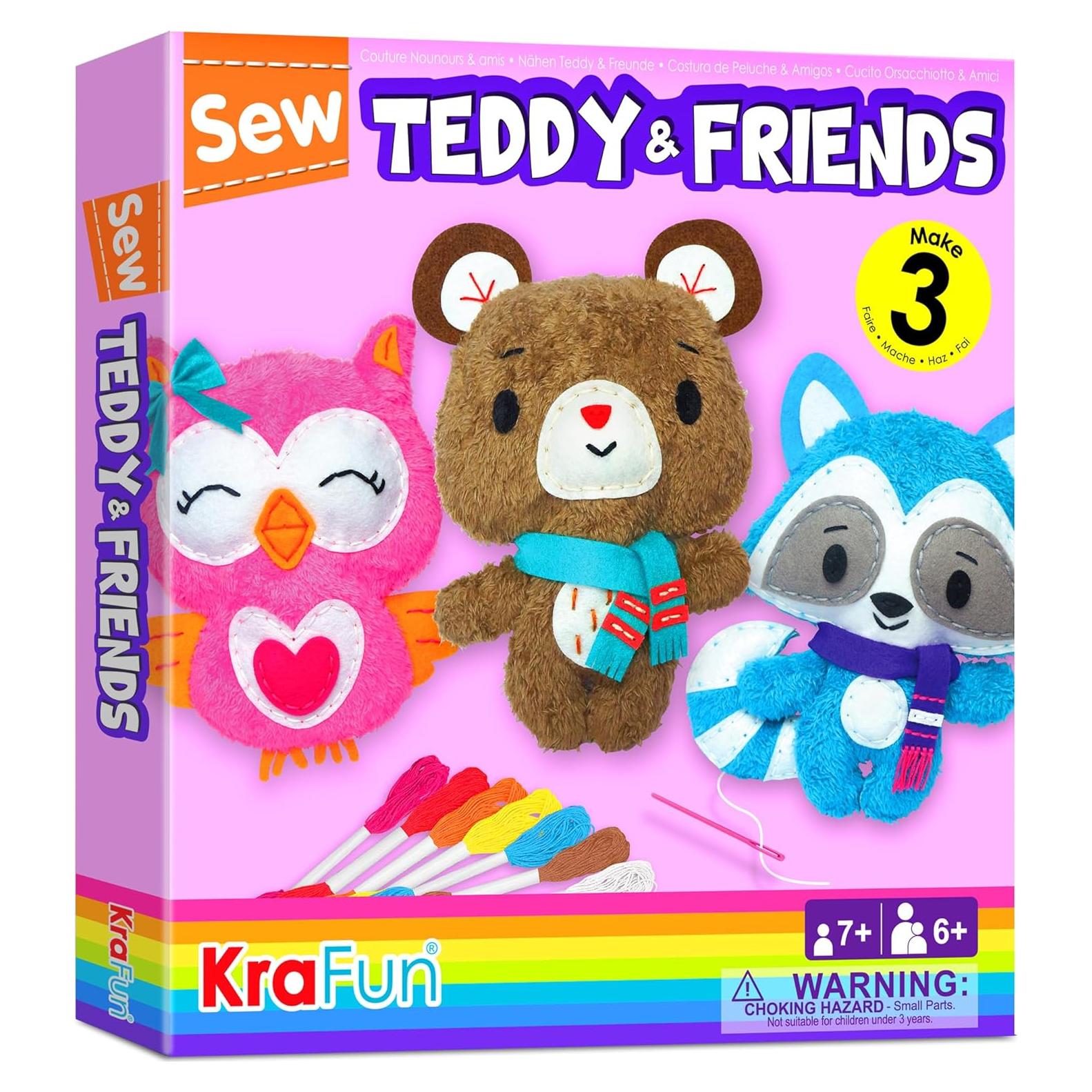 Kit de Costura KRAFUN para Niños 7+ Años - 3 Muñecas Peluche