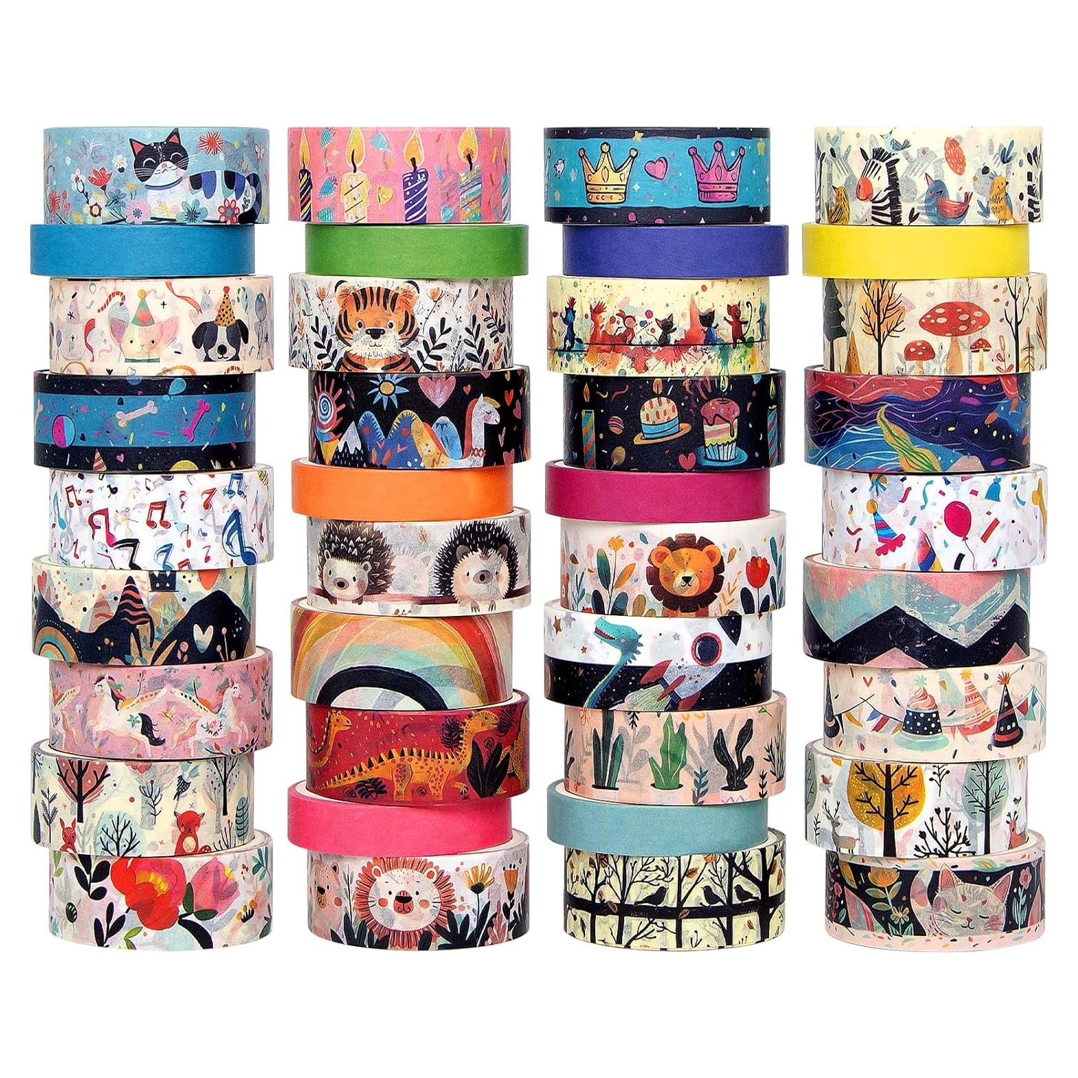 Juego de 39 Rollos de Cinta Washi Crafttliffee - Animales