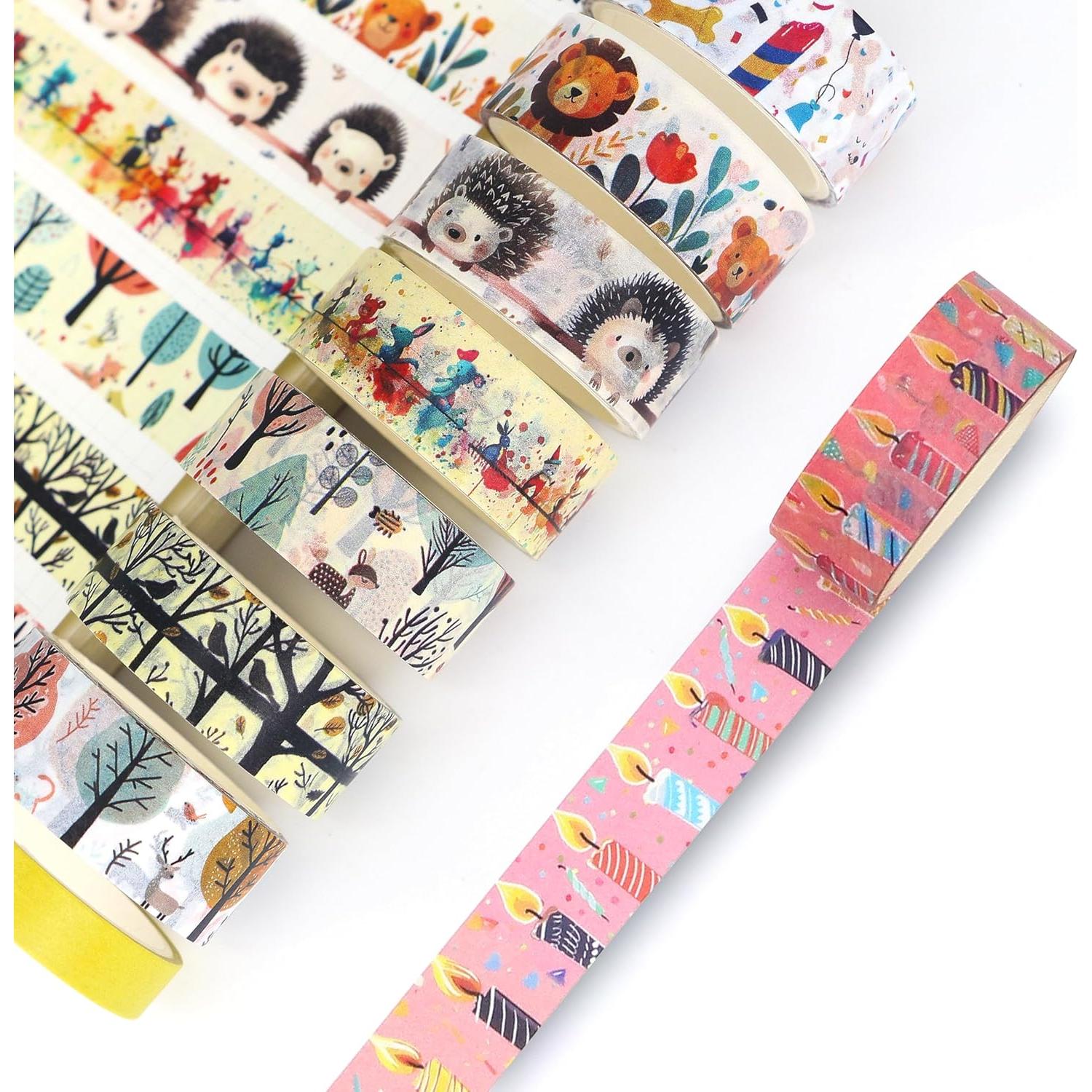 Juego de 39 Rollos de Cinta Washi Crafttliffee - Animales