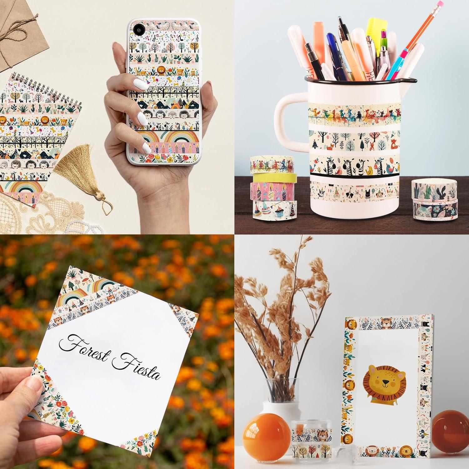 Juego de 39 Rollos de Cinta Washi Crafttliffee - Animales