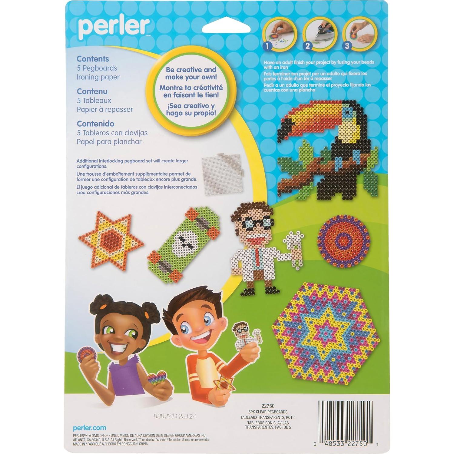 Tableros de Perler Assortidos - 5 Tableros Claros y Papel