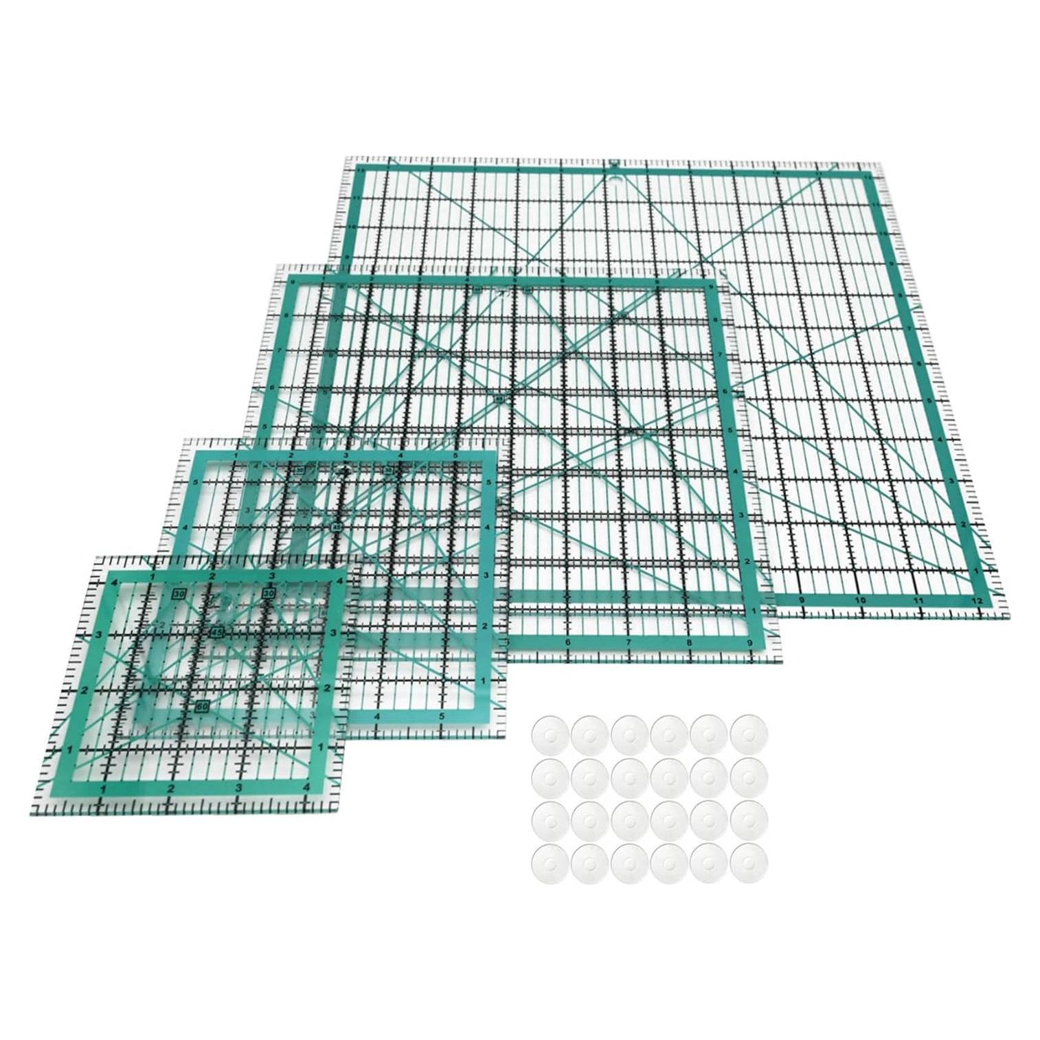 Juego de Reglas de Acolchado LINXIAO 4 Piezas Acrílico Azul