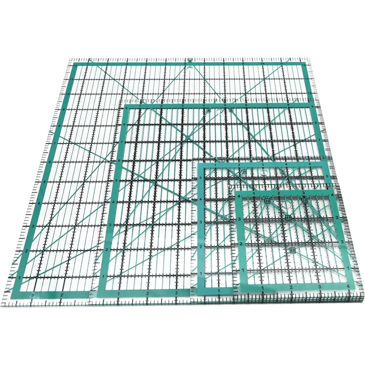 Juego de Reglas de Acolchado LINXIAO 4 Piezas Acrílico Azul