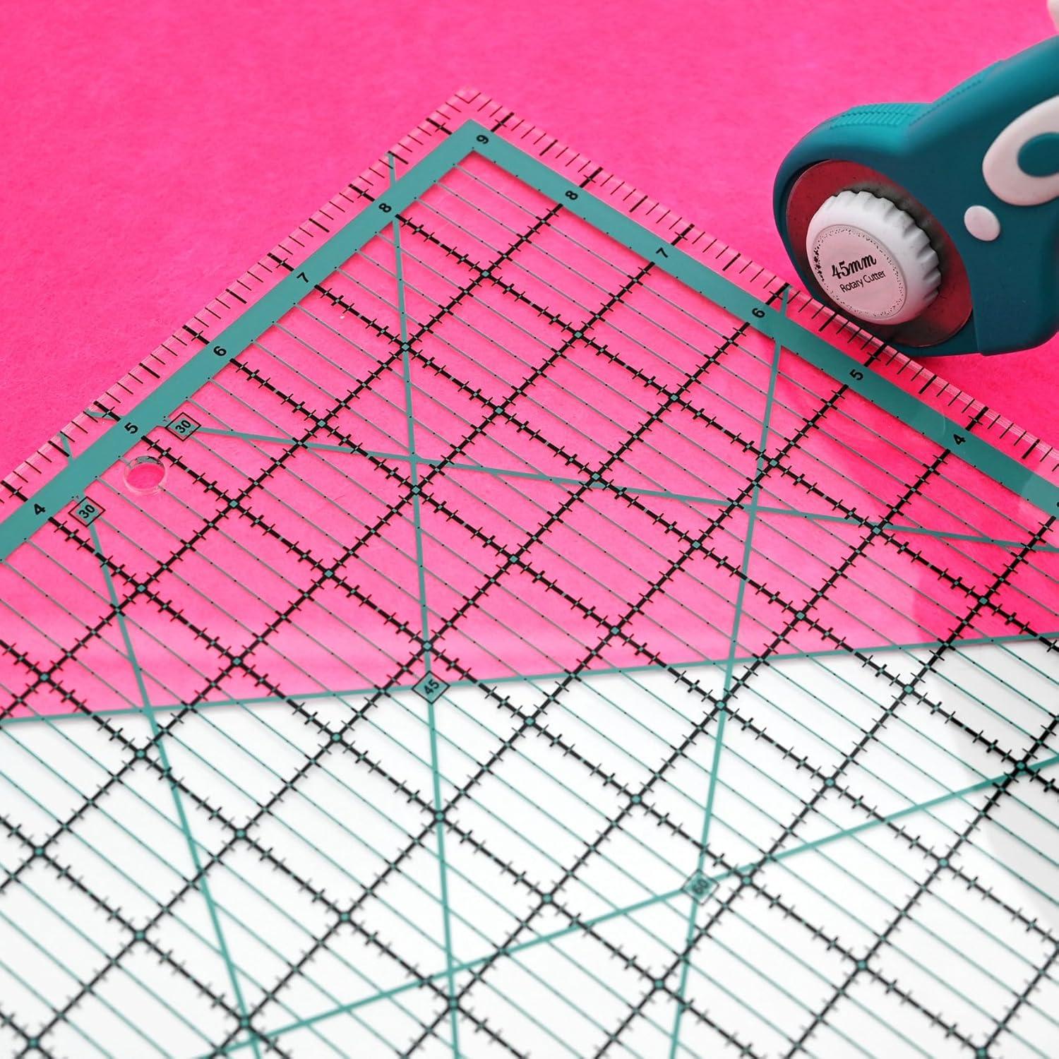 Juego de Reglas de Acolchado LINXIAO 4 Piezas Acrílico Azul