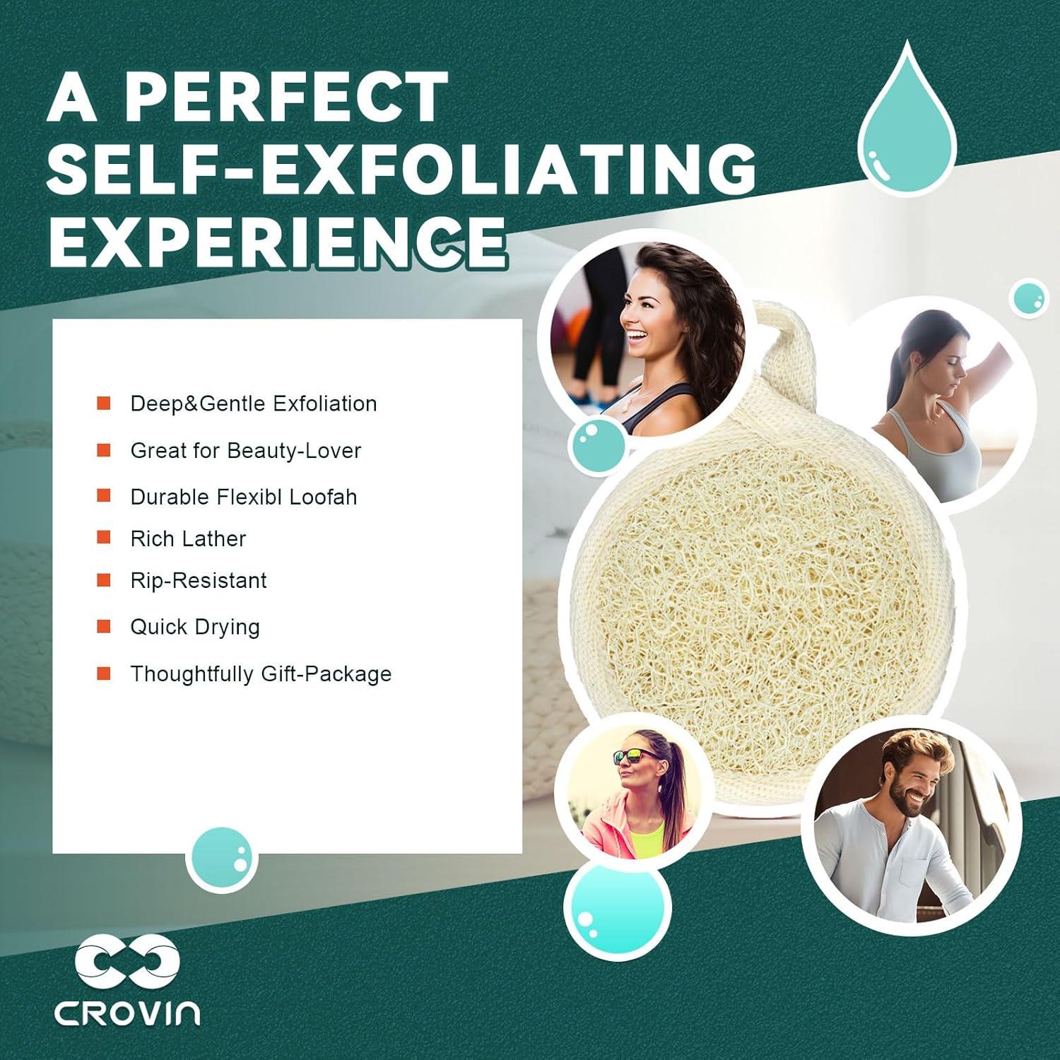 Esponjas Exfoliantes Faciales CROVIN - 8 Pads de Luffa Natural