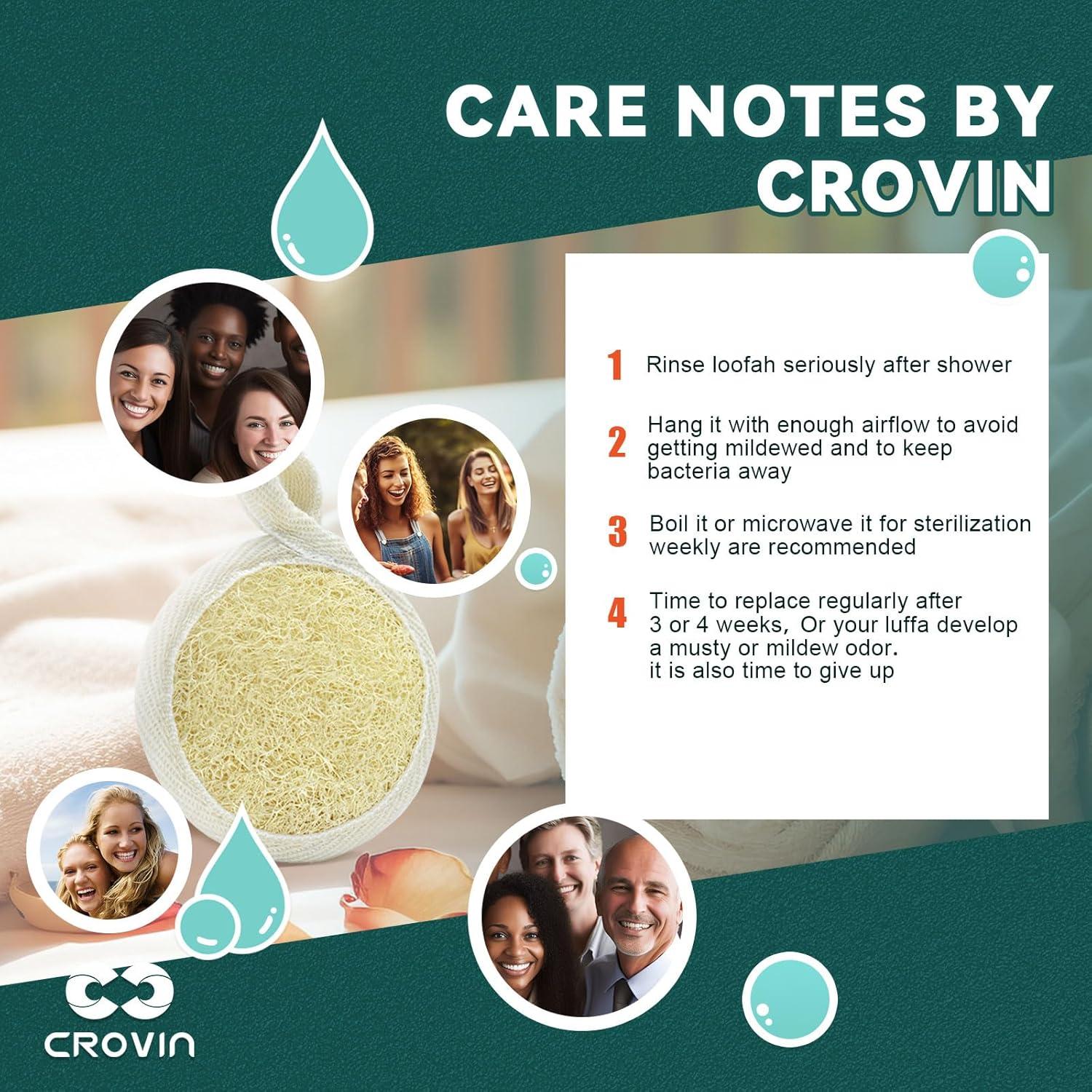 Esponjas Exfoliantes Faciales CROVIN - 8 Pads de Luffa Natural