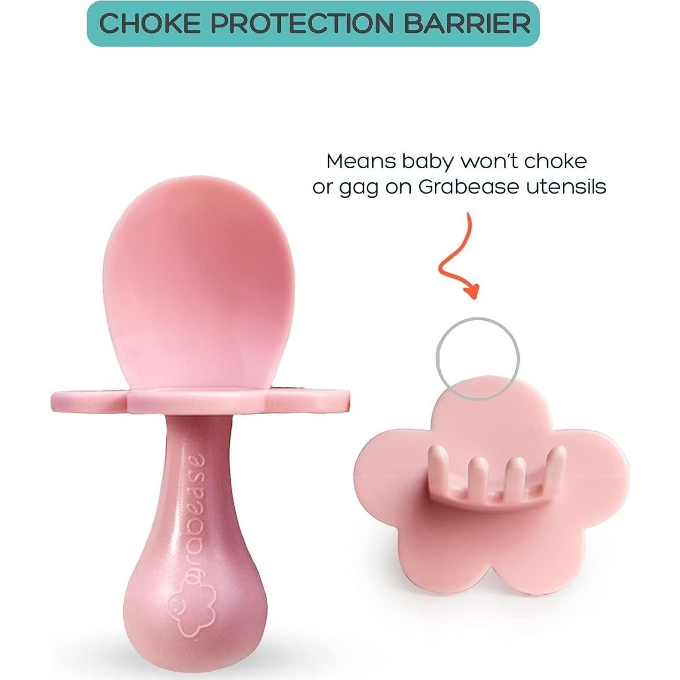 Utensilios para Bebés Grabease - Tenedor y Cuchara Rosa - Sin BPA