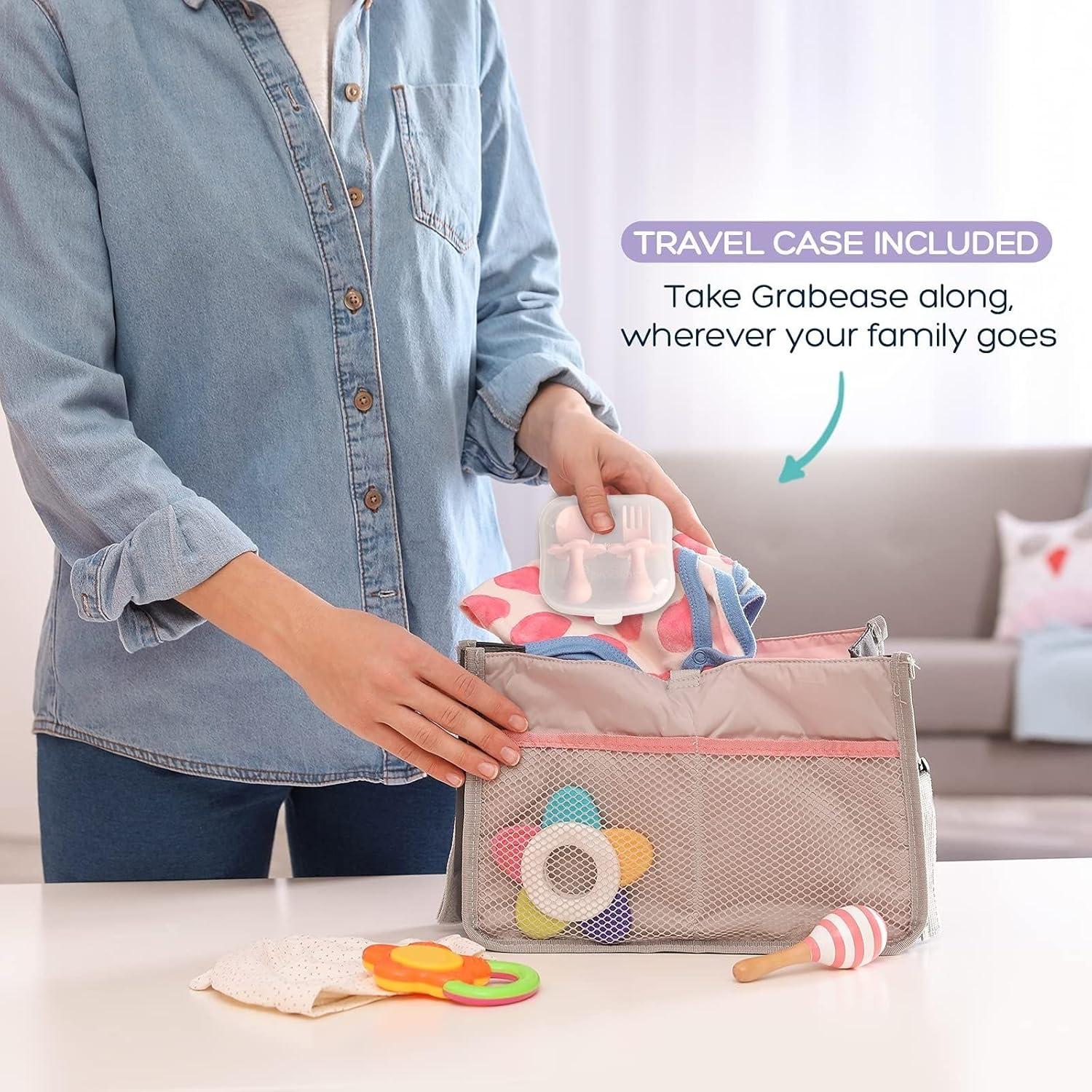 Utensilios para Bebés Grabease - Tenedor y Cuchara Rosa - Sin BPA