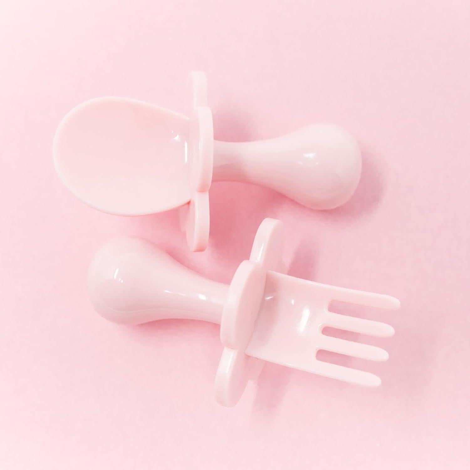 Utensilios para Bebés Grabease - Tenedor y Cuchara Rosa - Sin BPA