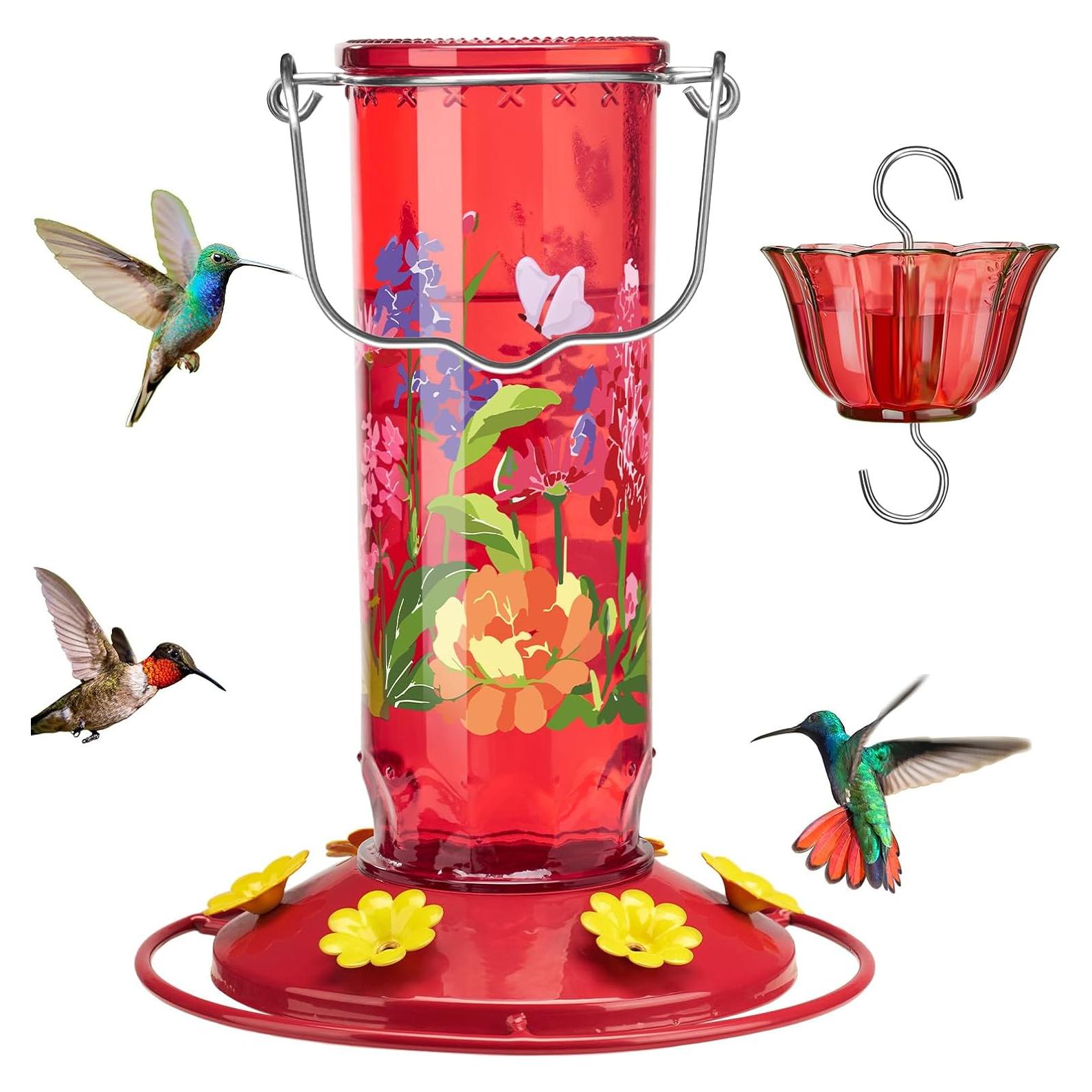 Alimentador de Colibrí Kingsyard de Vidrio 15 oz con 6 Puertos