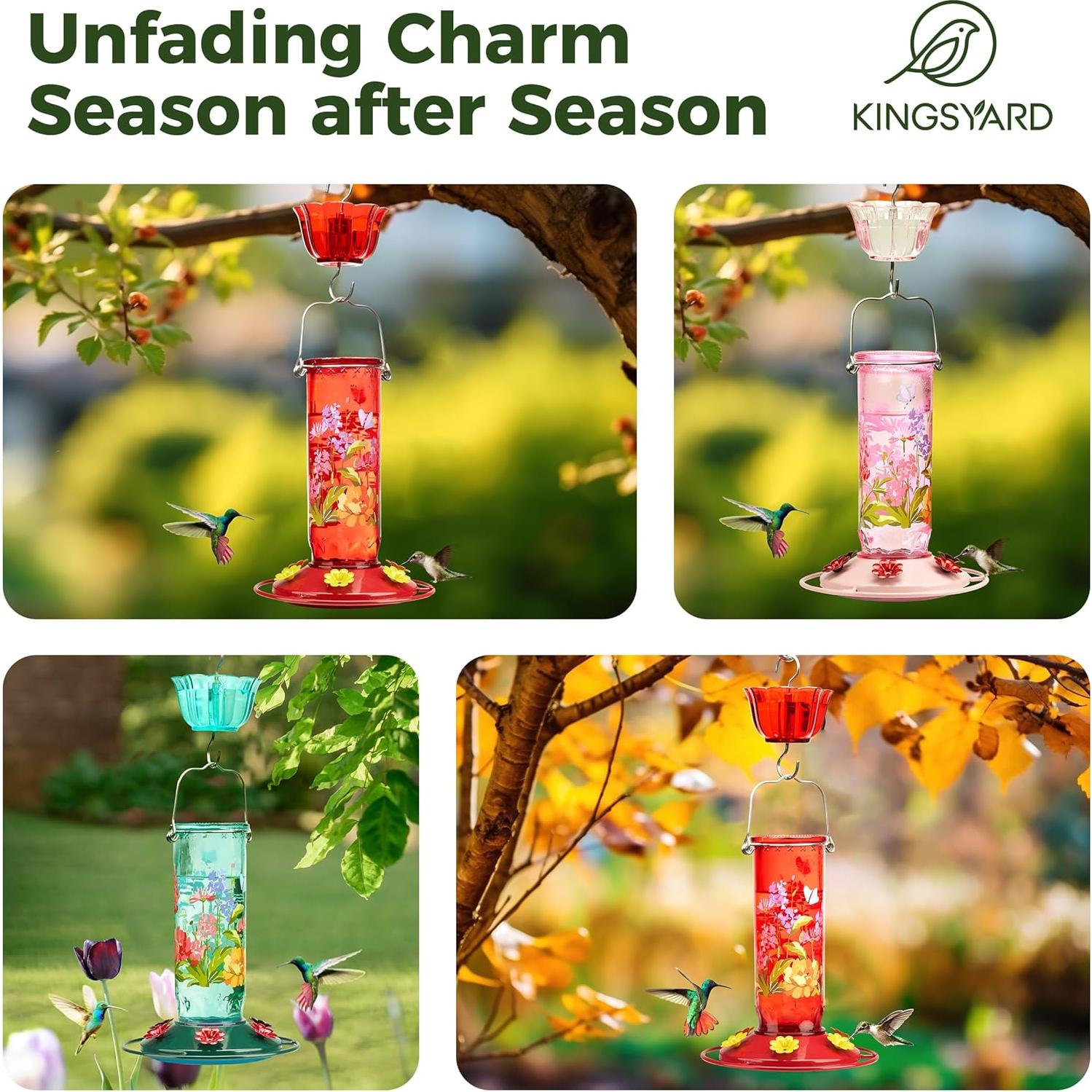 Alimentador de Colibrí Kingsyard de Vidrio 15 oz con 6 Puertos