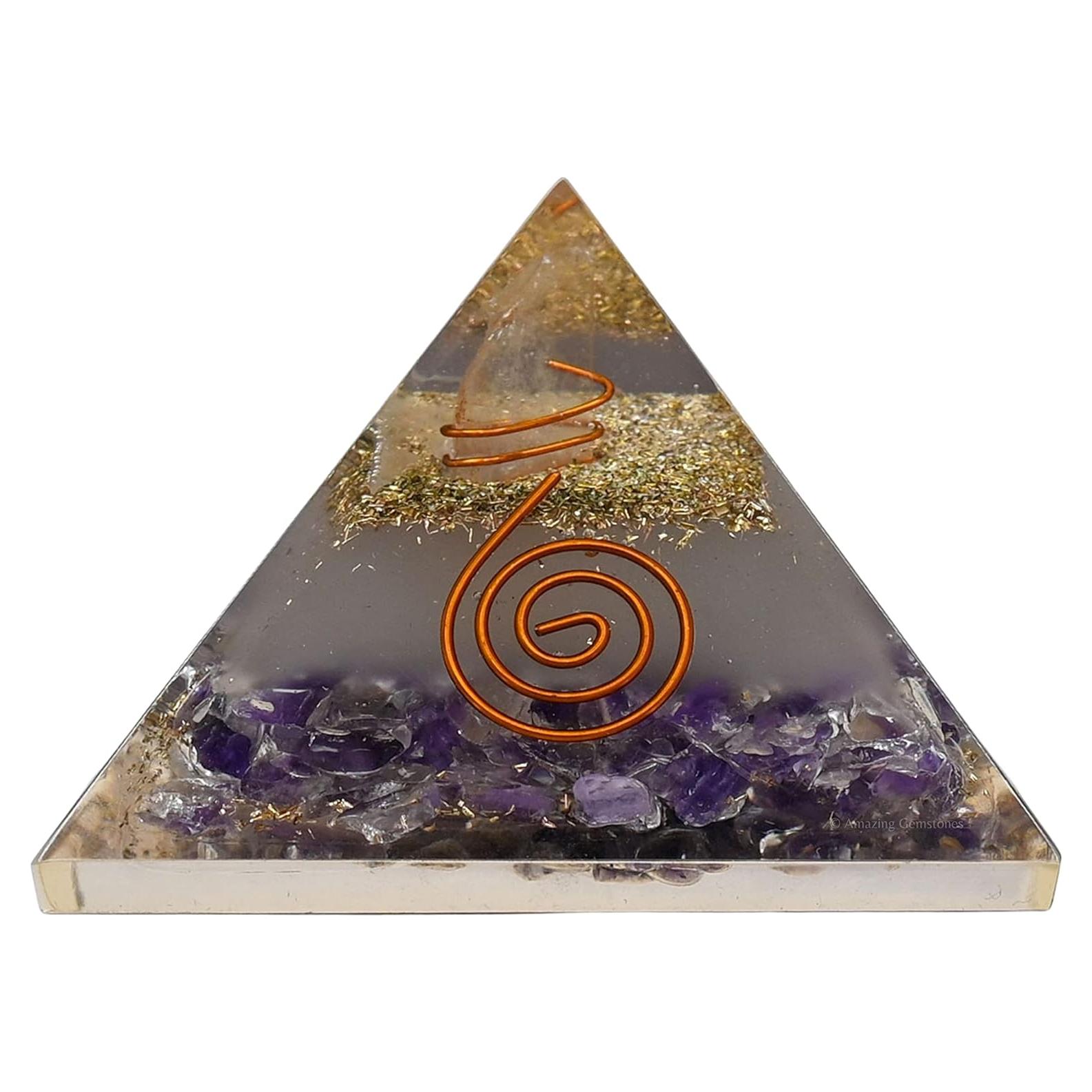 Pirámide de Orgón Amatista 7x7 cm - Cristal Brilla en Oscuridad
