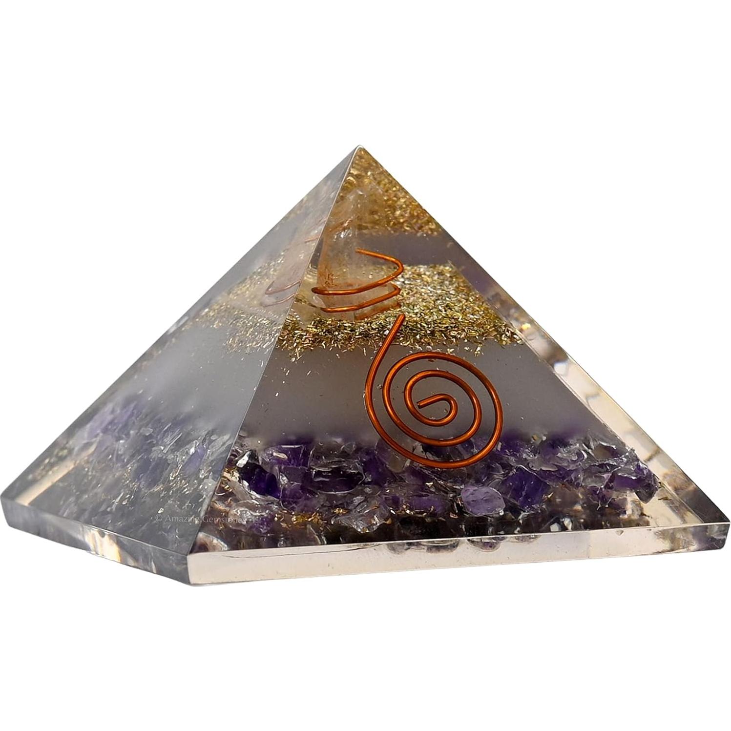 Pirámide de Orgón Amatista 7x7 cm - Cristal Brilla en Oscuridad