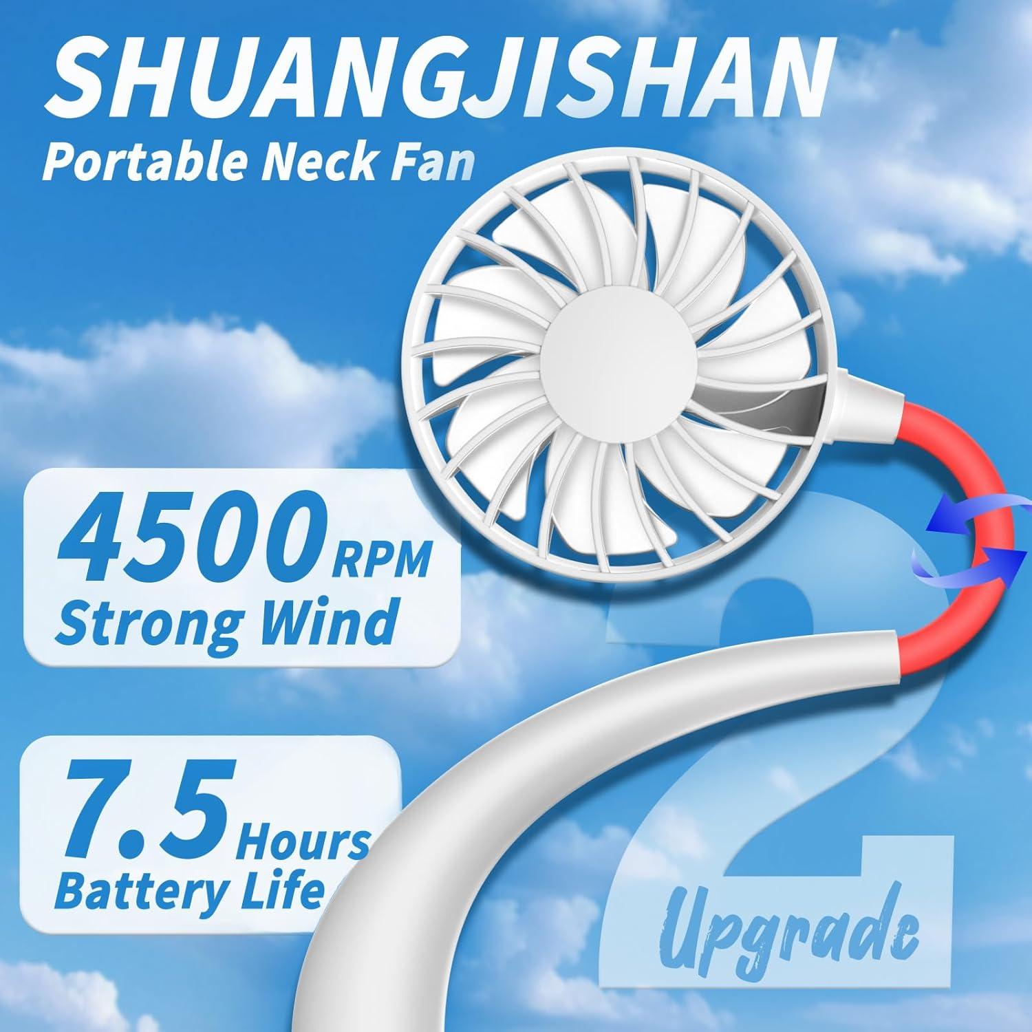 Ventilador de Cuello Shuangjishan Recargable 2000mAh 360°
