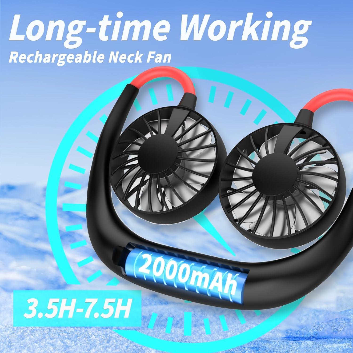 Ventilador de Cuello Shuangjishan Recargable 2000mAh 360°