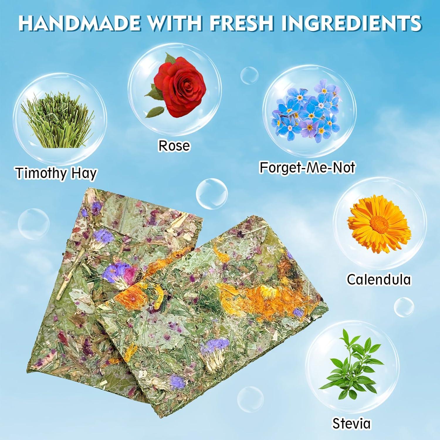 Chips de Heno Masticables Fhiny 12 PCS para Conejos y Roedores