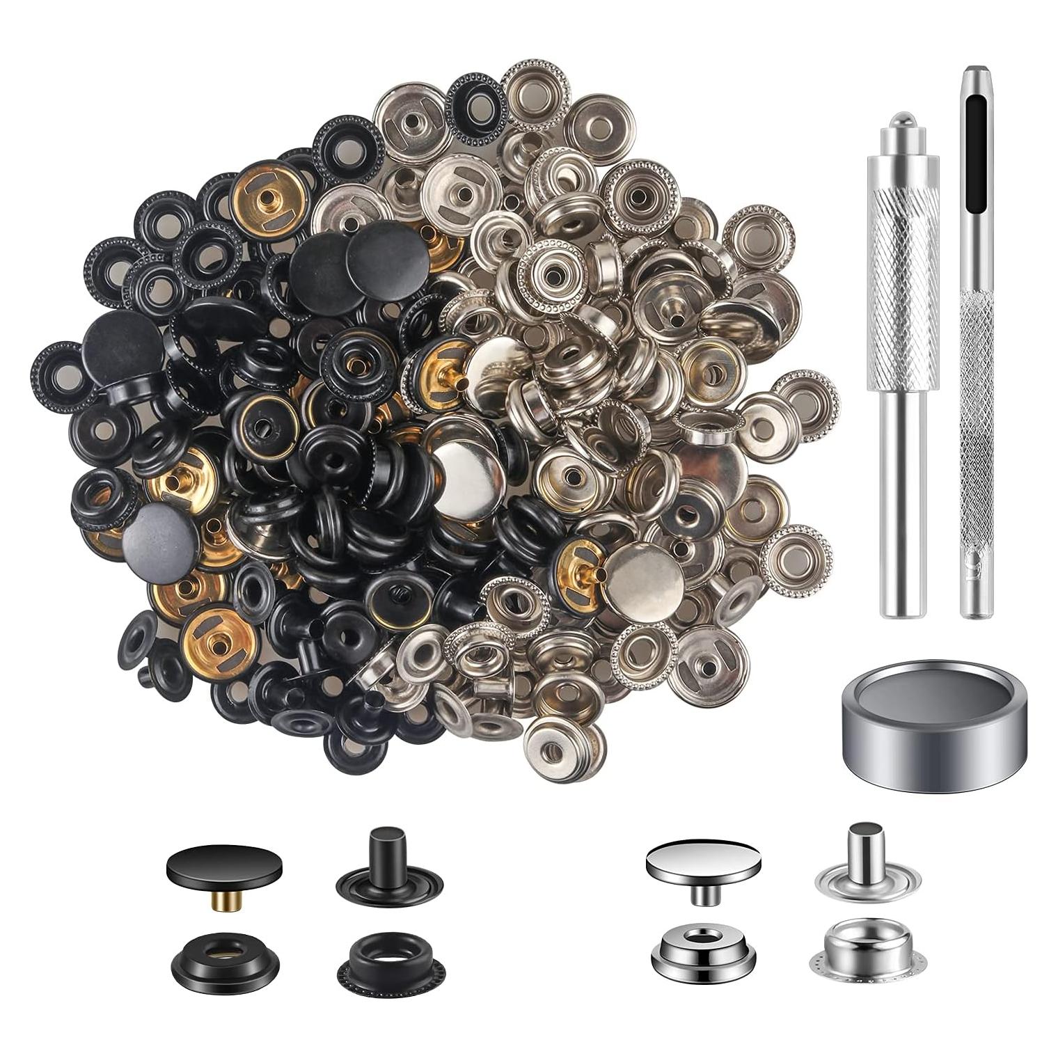 Kit de 200 Sujetadores de Presión Moocci 15 mm Acero Inoxidable