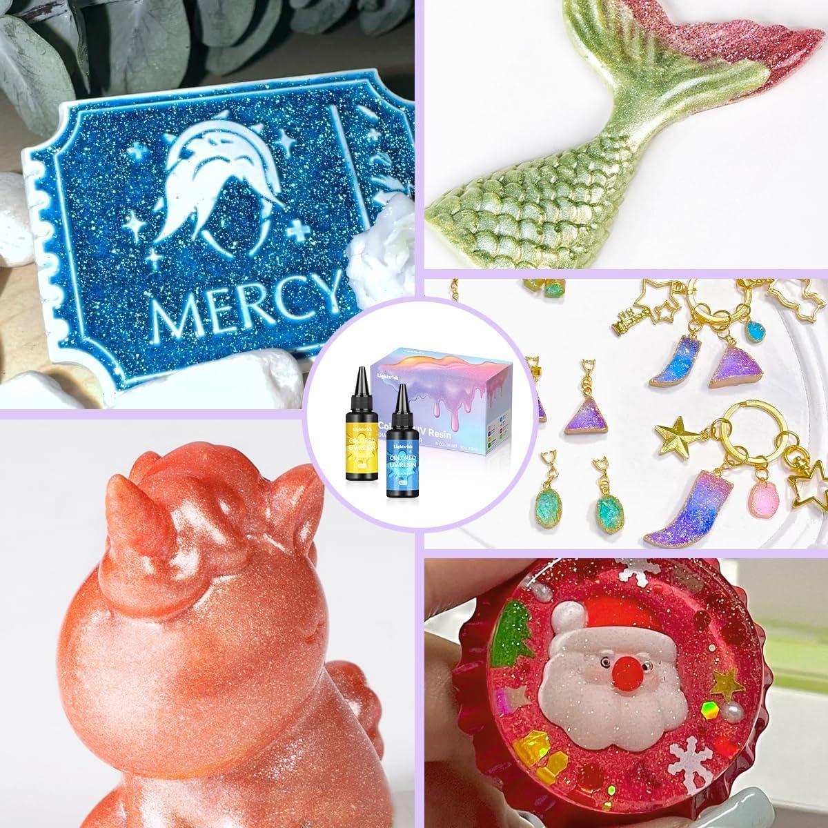 Resina UV Coloreada LIGHTWISH 400g Brillo Diamante 8 Colores