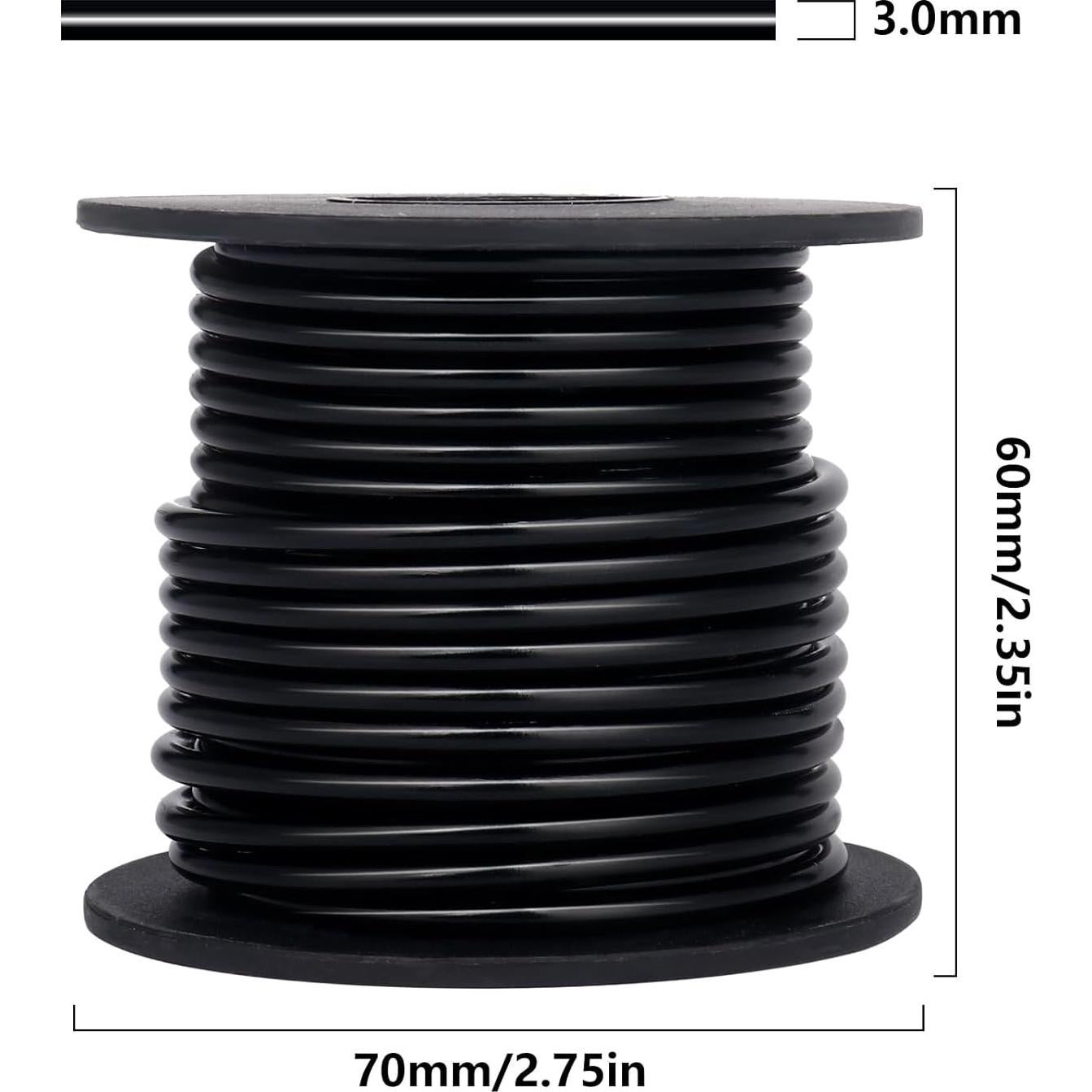 Alambre de Artesanía de Aluminio Negro 10m 3.0mm Cadikez