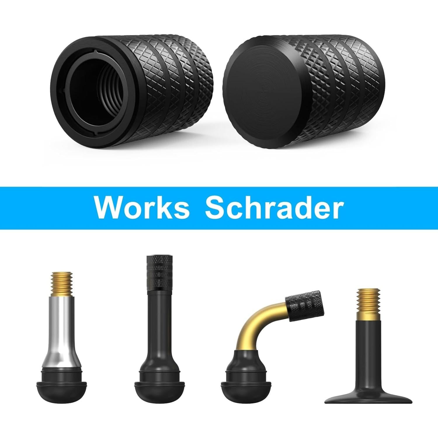 Tapa de Válvula de Neumático HZJD Negra - 4 Piezas Universal