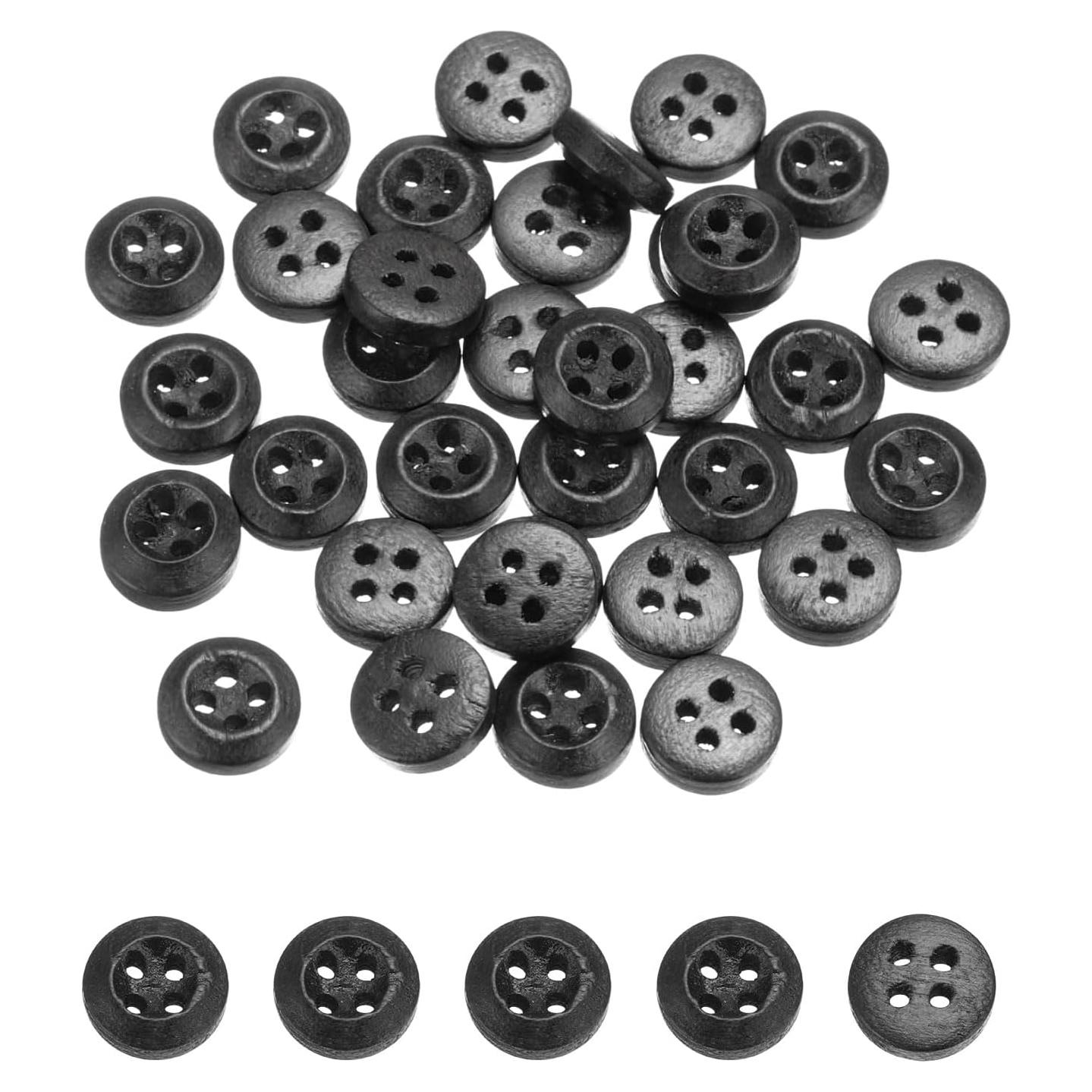 80 Botones de Madera Redondos uxcell 9mm Negro para Costura