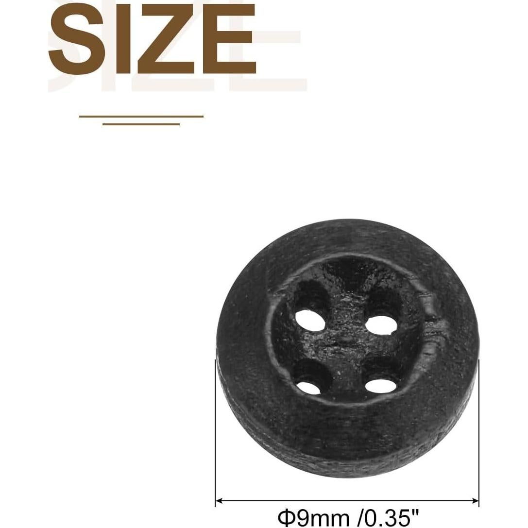 80 Botones de Madera Redondos uxcell 9mm Negro para Costura