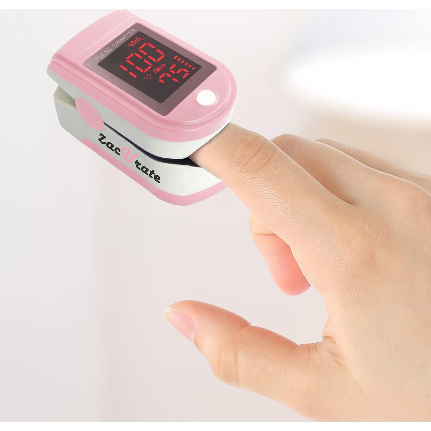 Oxímetro de Pulso Zacurate 500DL Rosa con Funda y Baterías